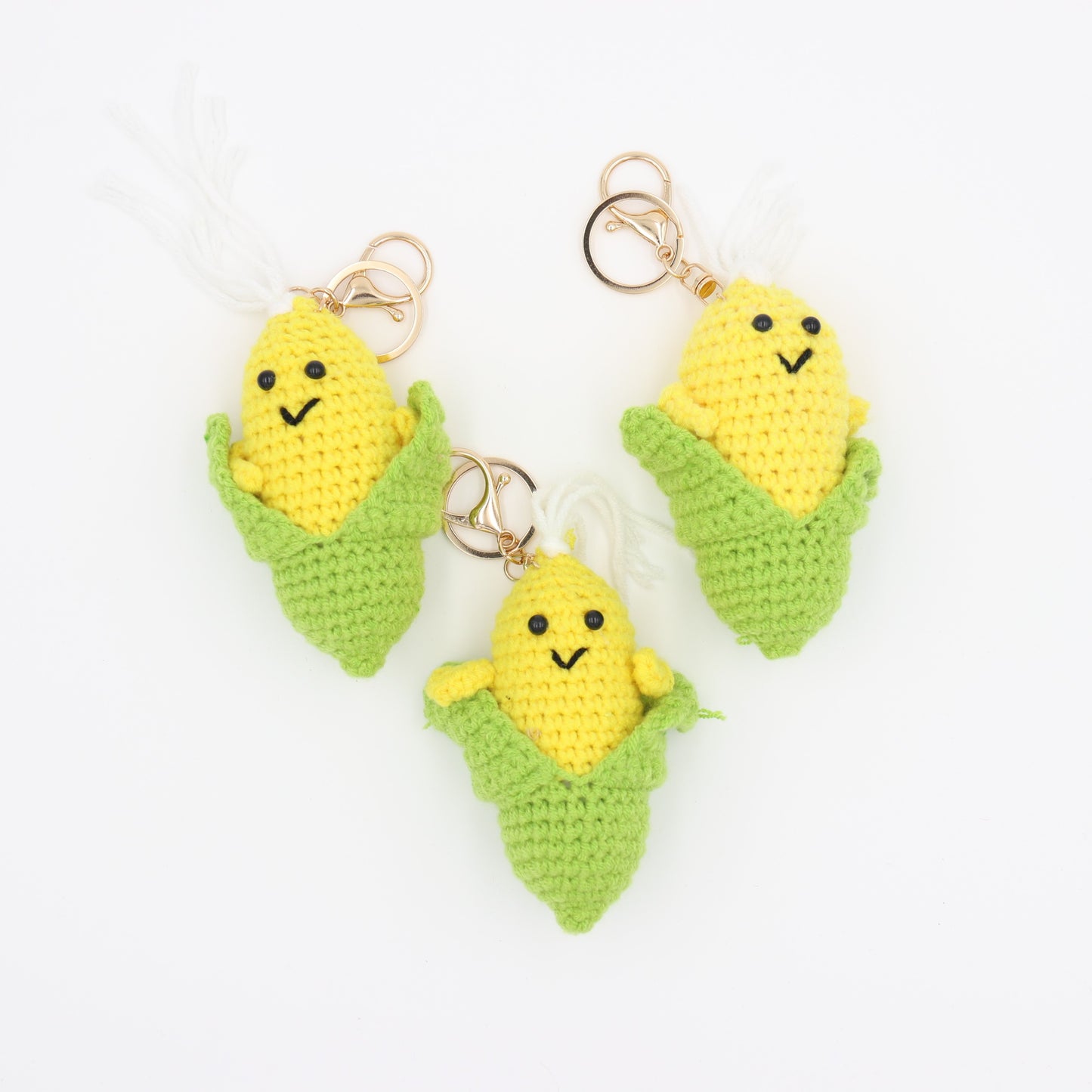 Hand-Crochet Sweat Corn Keychain Bursting with Warmth