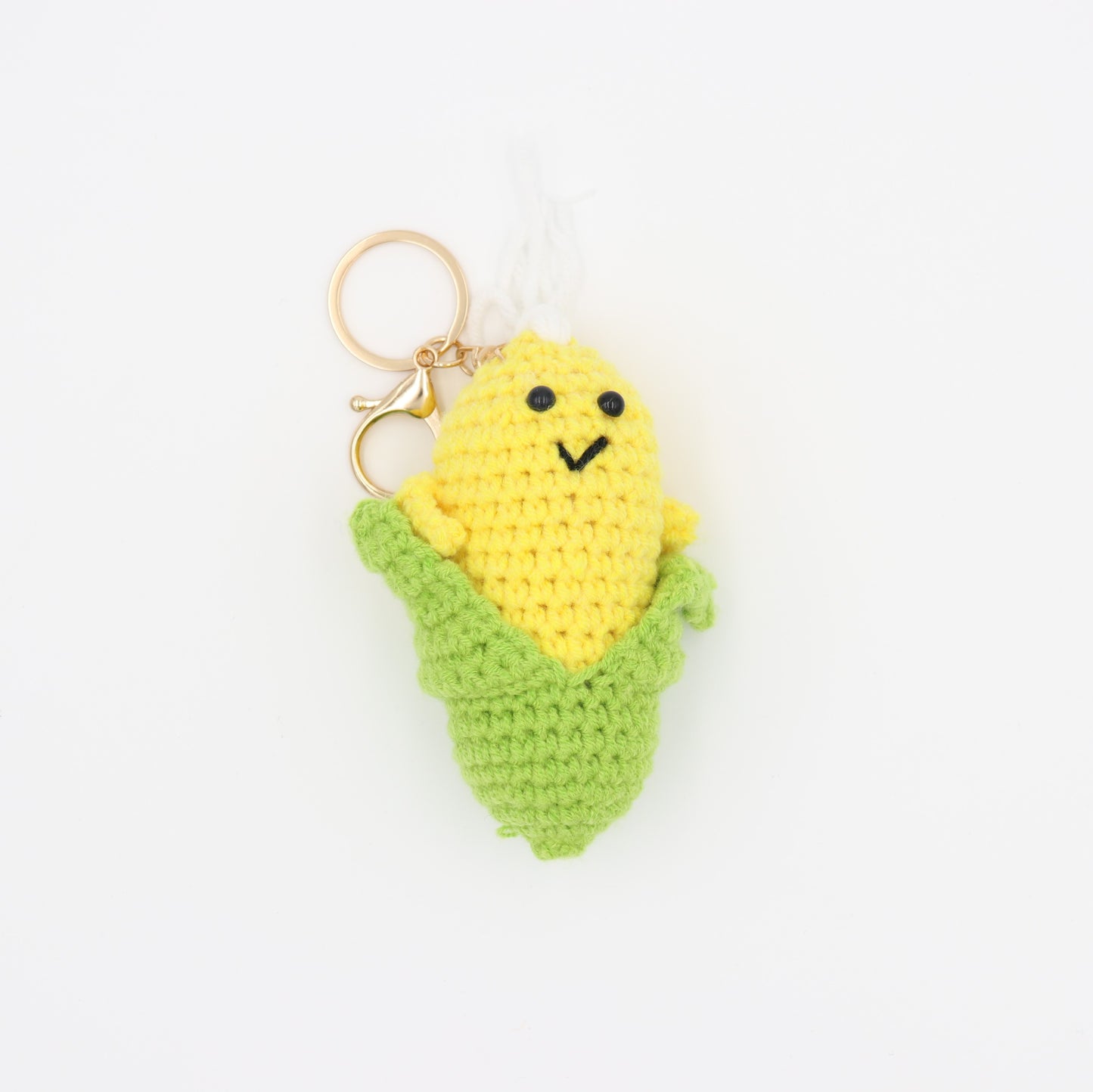 Hand-Crochet Sweat Corn Keychain Bursting with Warmth