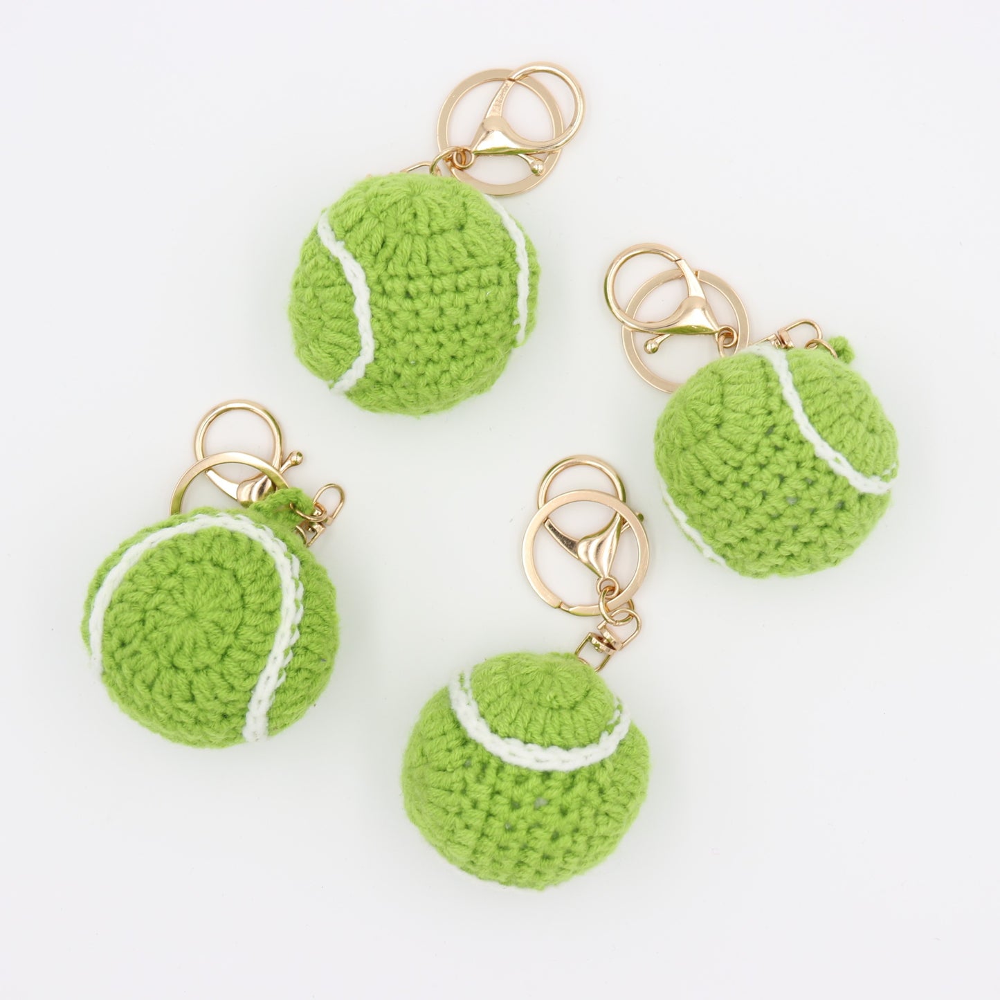 Hand-Crochet Tennis Ball Knit Keychain - Cute Sports Accessory for Keys