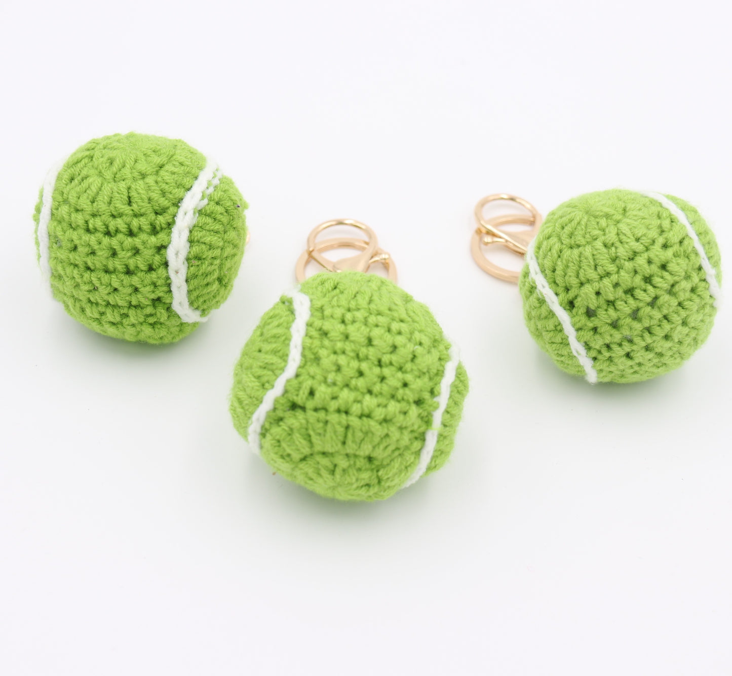 Hand-Crochet Tennis Ball Knit Keychain - Cute Sports Accessory for Keys