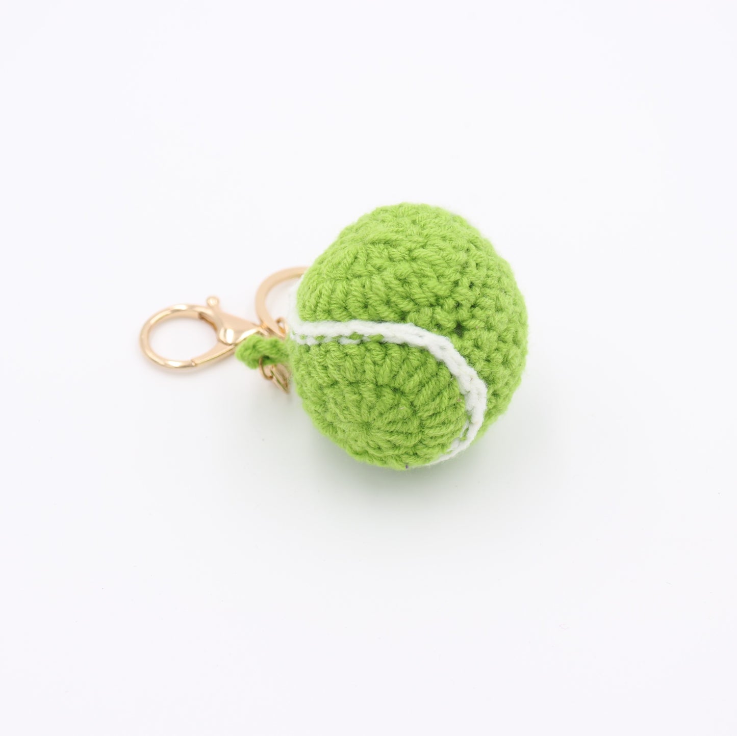 Hand-Crochet Tennis Ball Knit Keychain - Cute Sports Accessory for Keys