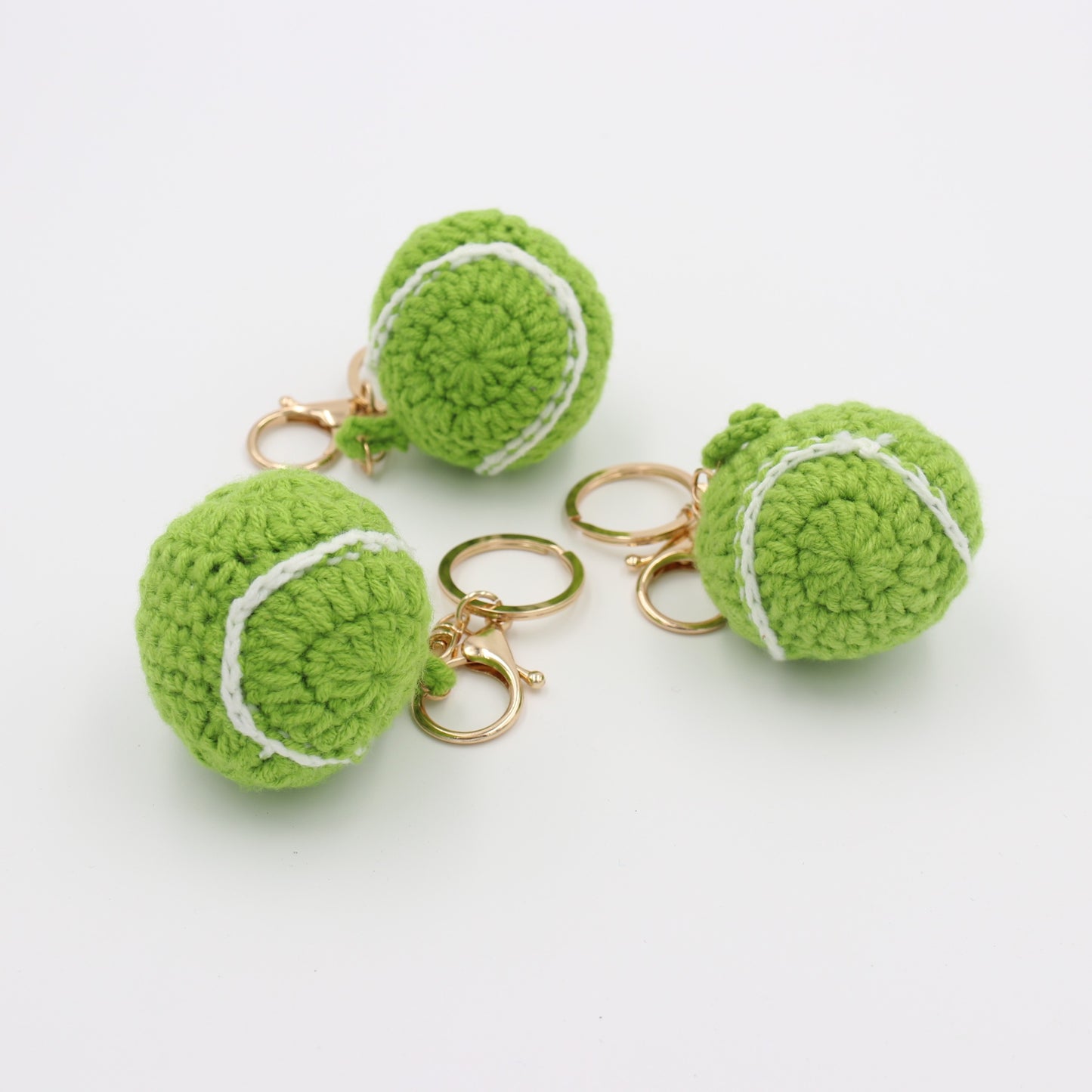 Hand-Crochet Tennis Ball Knit Keychain - Cute Sports Accessory for Keys