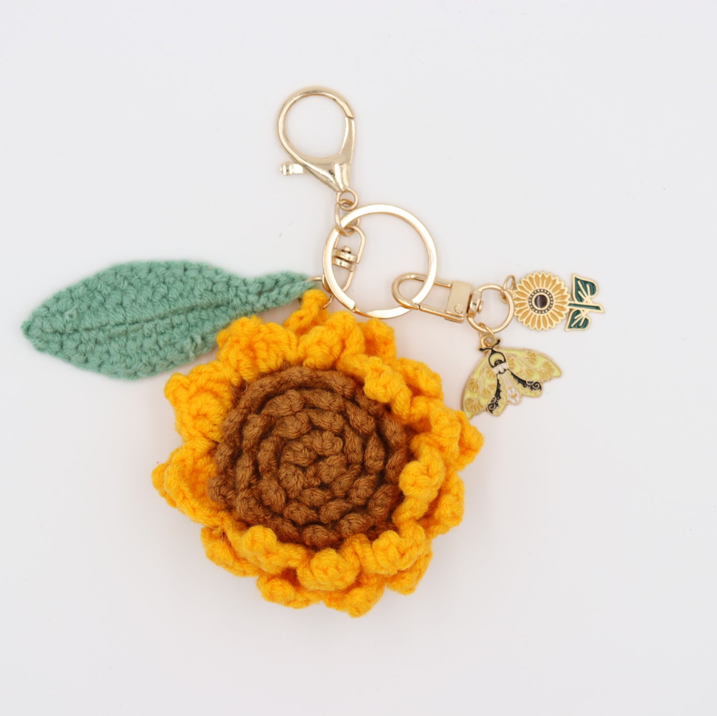 Little Ray of Sunshine: Handcrafted Knit Sunflower with Removable Charms