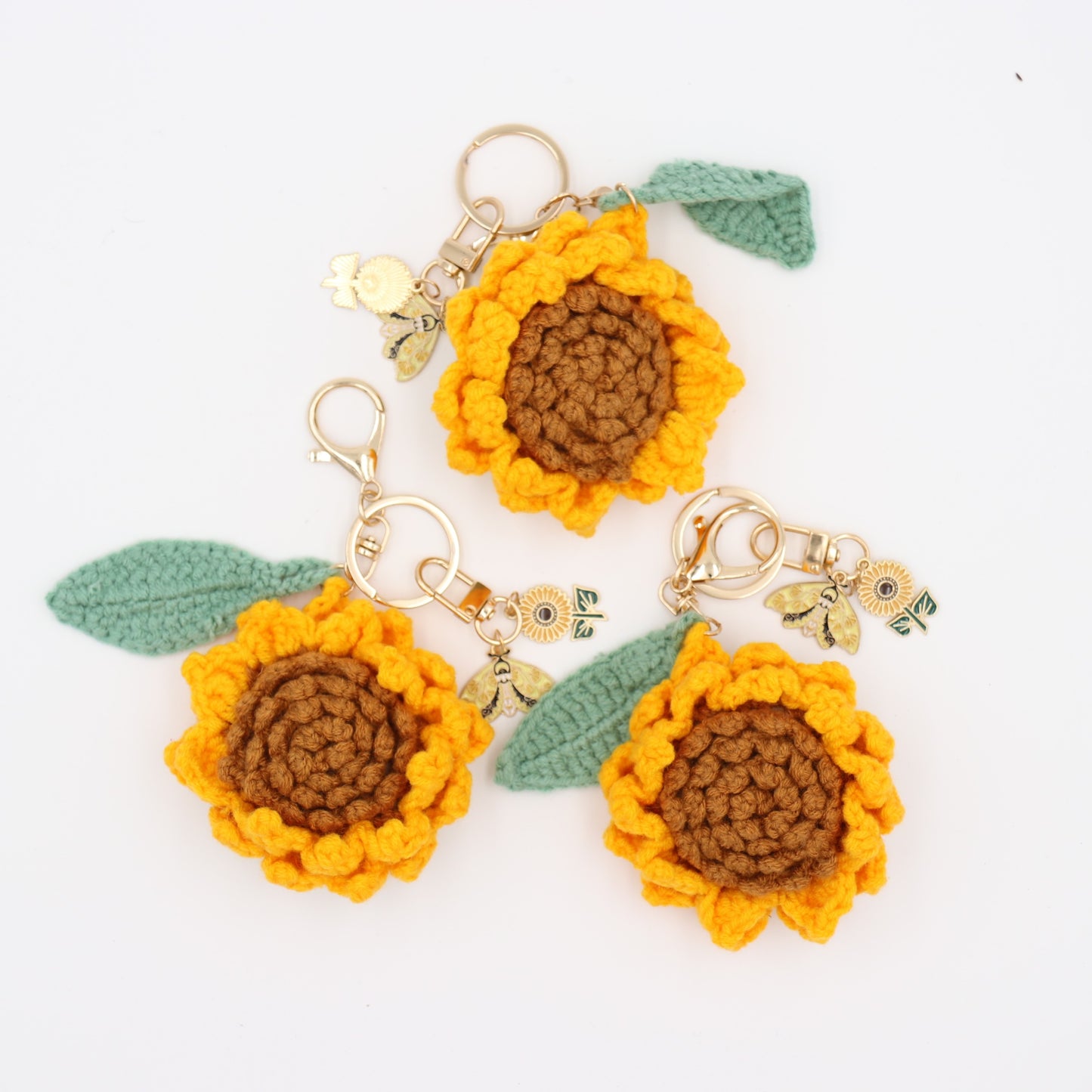 Little Ray of Sunshine: Handcrafted Knit Sunflower with Removable Charms