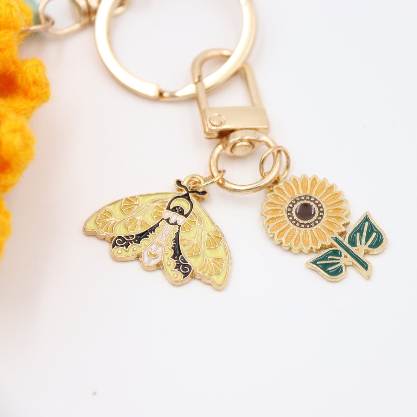 Little Ray of Sunshine: Handcrafted Knit Sunflower with Removable Charms