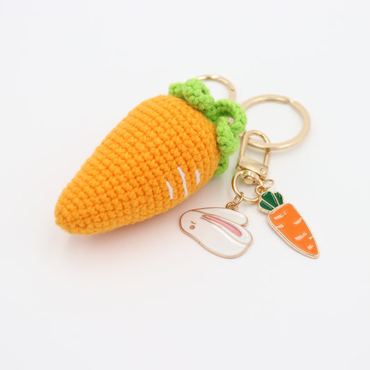 Hand-Crochet - Yarn Rooting for You Carrot Key Accessory with Removable Charms