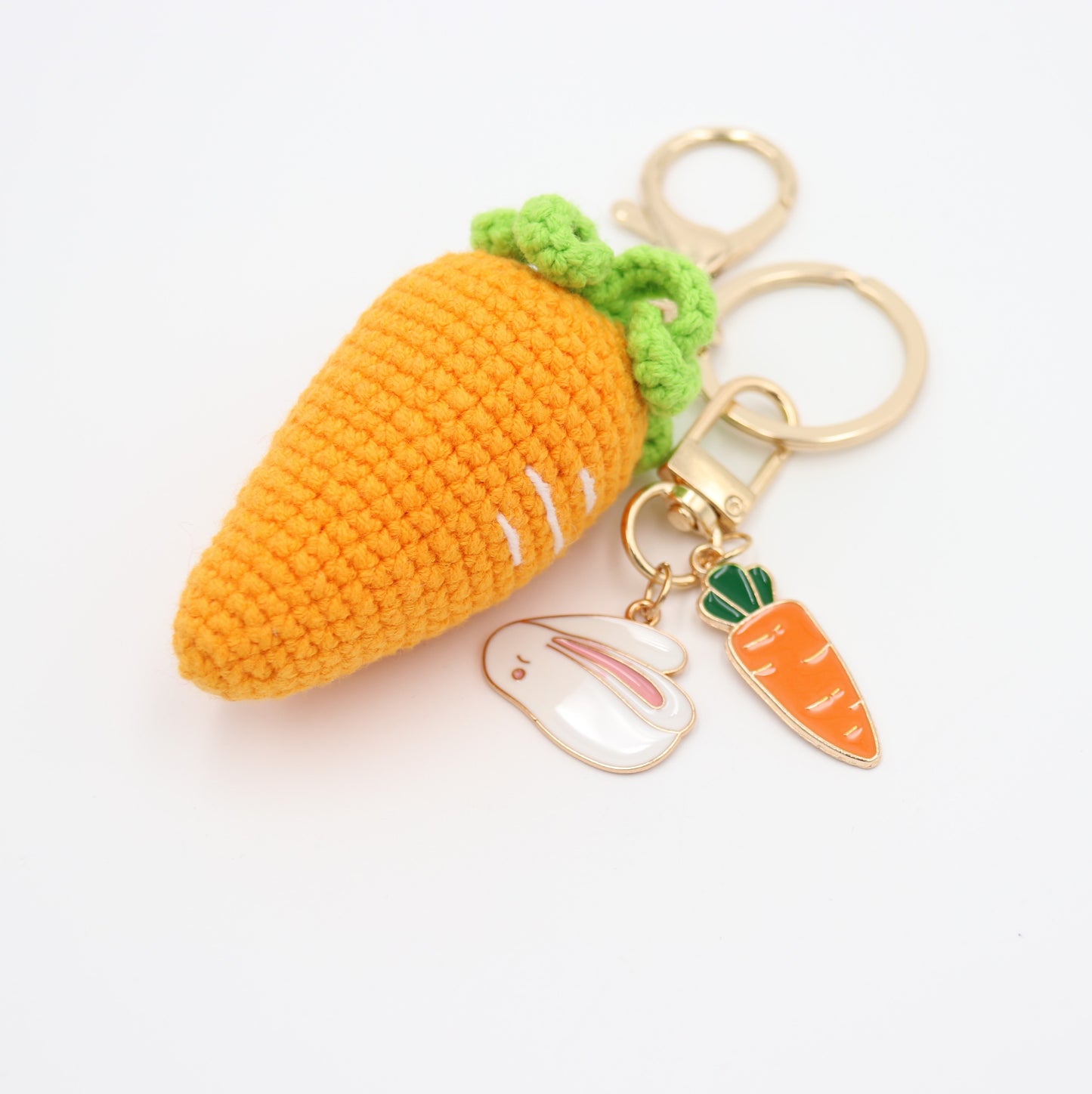 Hand-Crochet - Yarn Rooting for You Carrot Key Accessory with Removable Charms