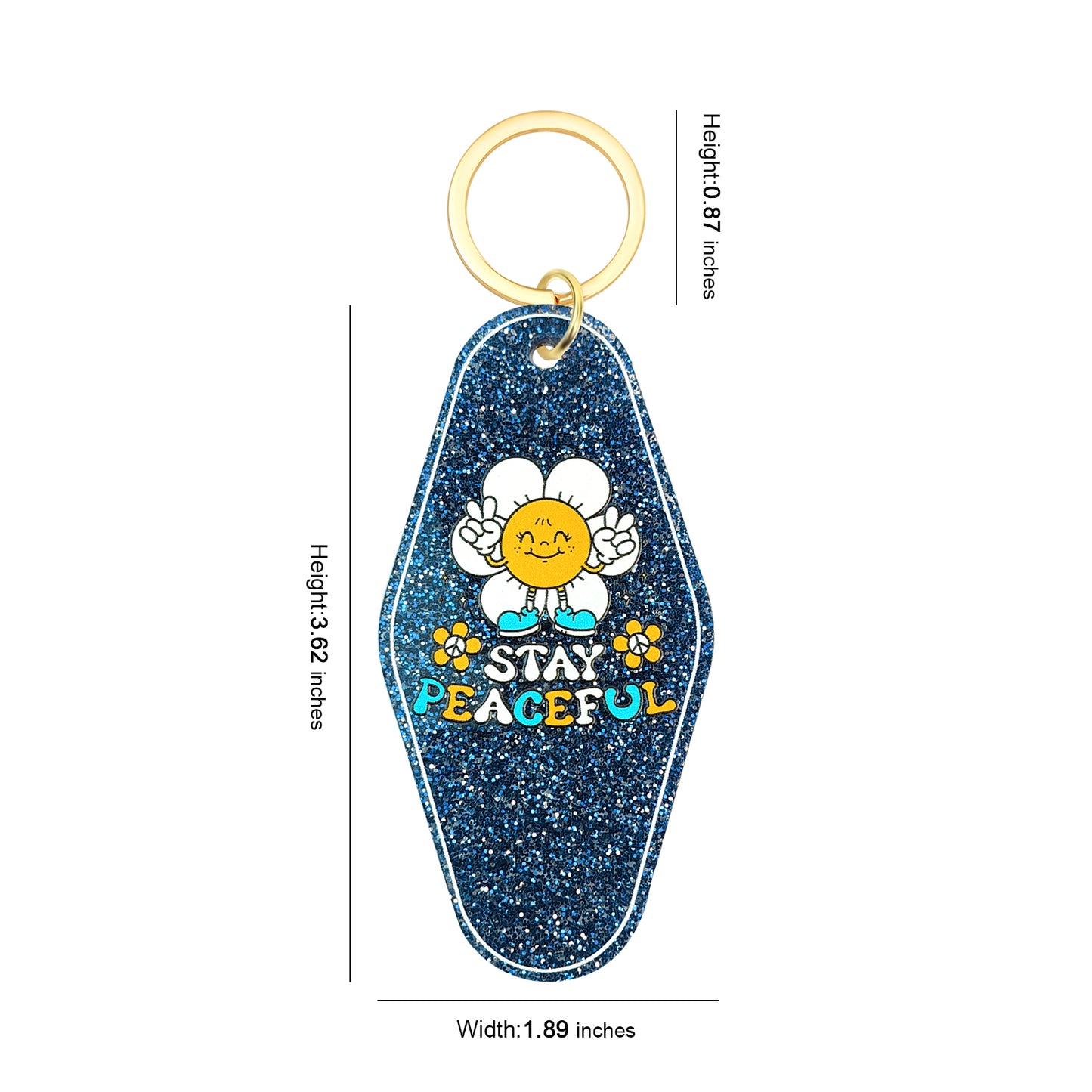 Stay Peaceful Motel Keychain - Vintage Nostalgia Motivational Hotel Keychain