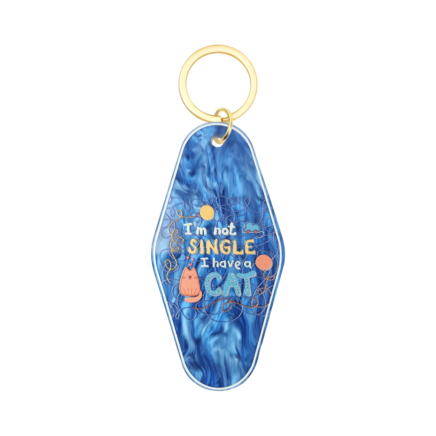I'm Not Single I Have A Cat Motel Keychain - Vintage Nostalgia Hotel Keychain