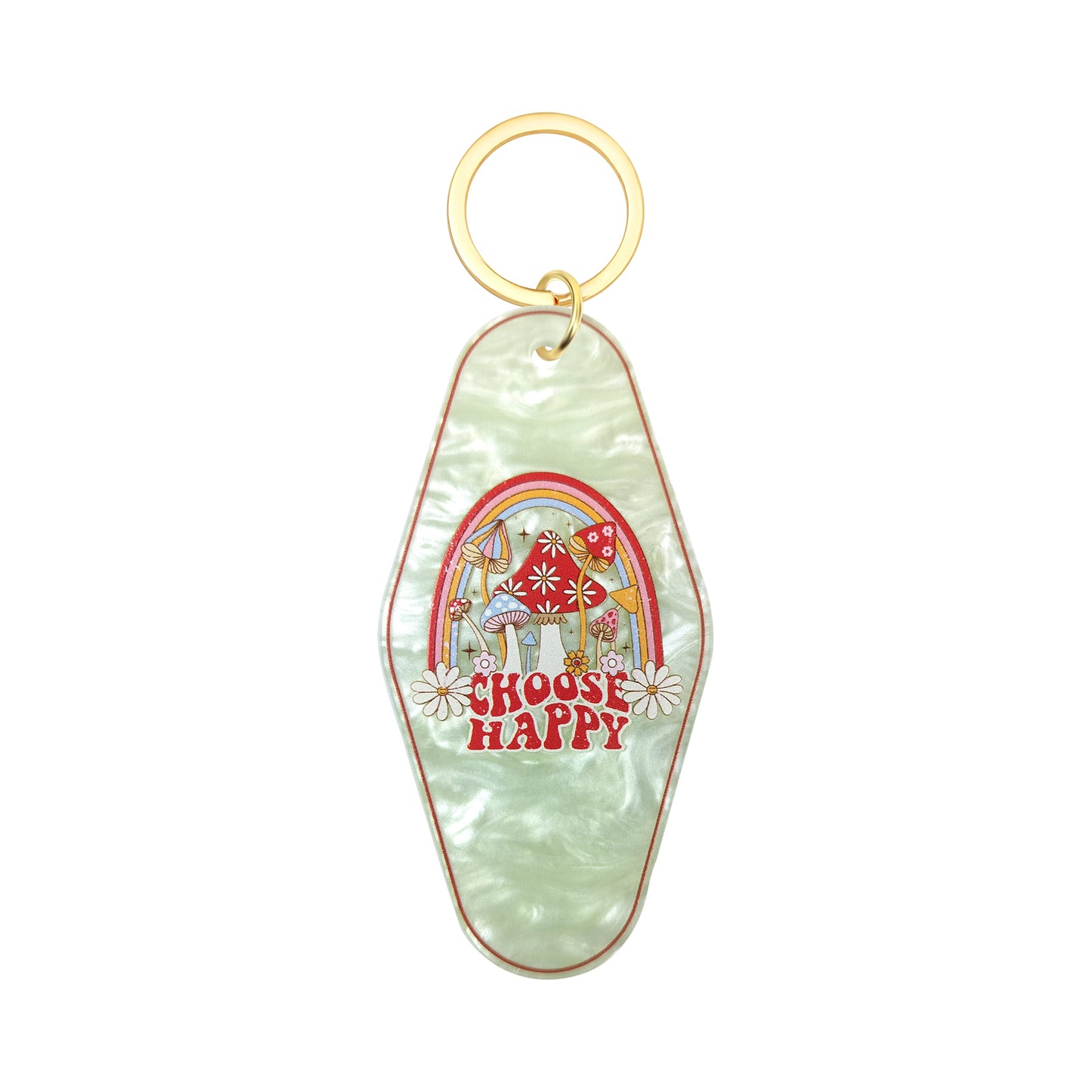 Choose Happy Motel Keychain - Vintage Nostalgia Motivational Hotel Keychain