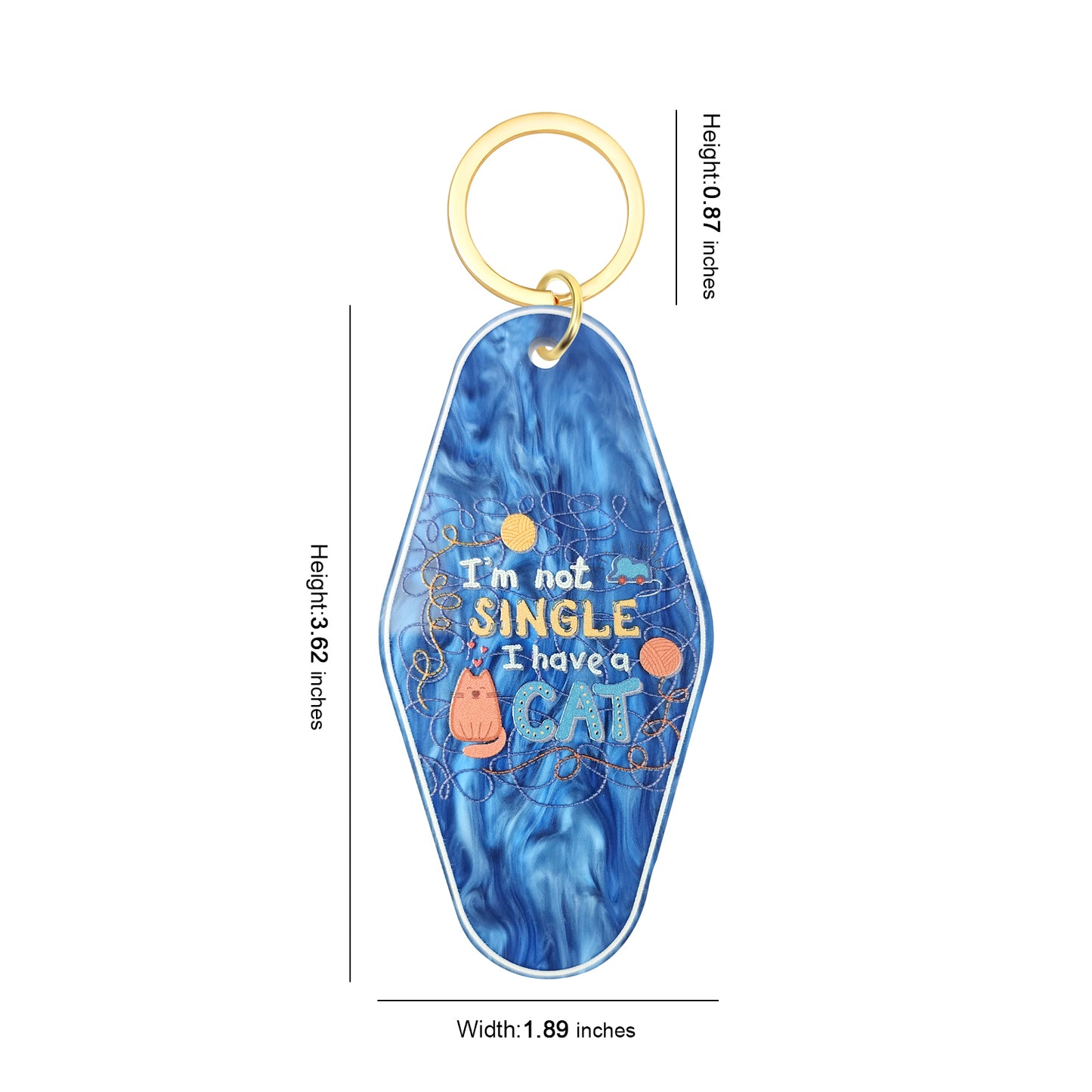 I'm Not Single I Have A Cat Motel Keychain - Vintage Nostalgia Hotel Keychain