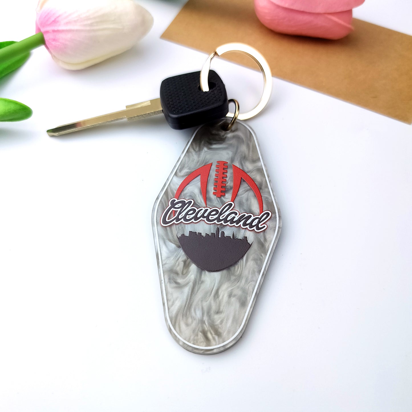 Cleveland Motel Keychain - Vintage Nostalgia Ohio Sports Hotel Keychain