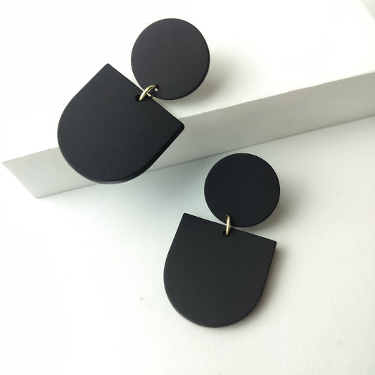 Stacked Statement Acrylic Earrings - Midnight Eclipse