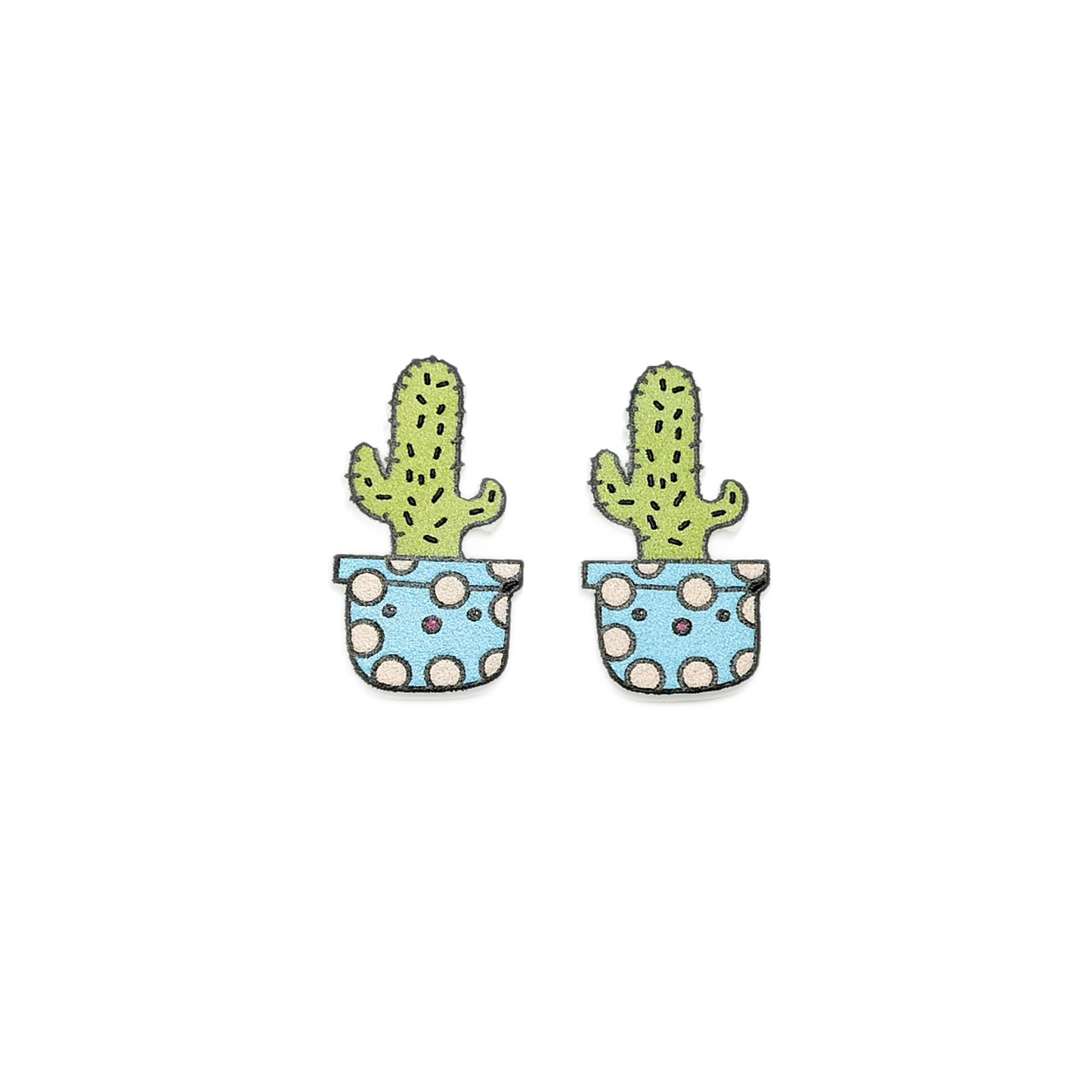 Polka Dot Cactus Stud Earrings