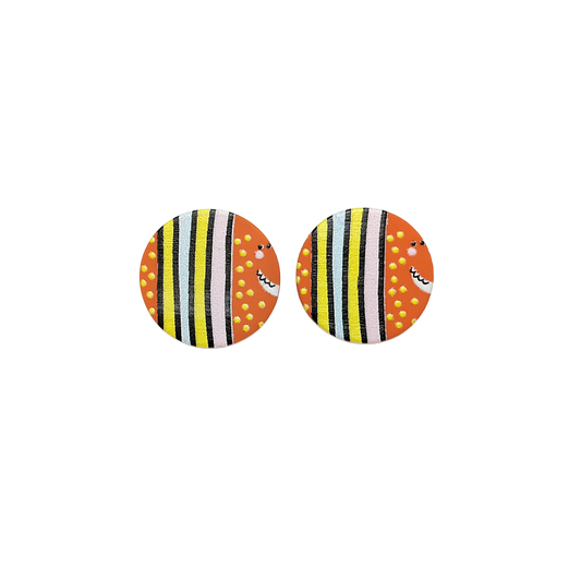 Golden Fish Stripe Stud Earrings