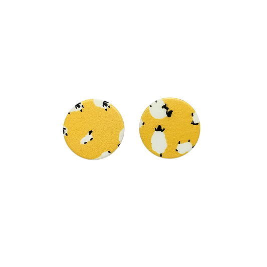 Yellow Sheep Round Acrylic Stud Earrings