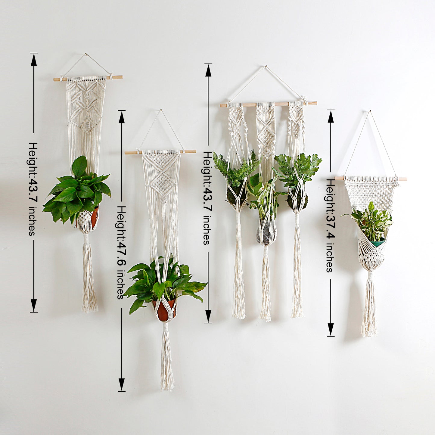 Macrame Cotton Rope Plants Hanging Pots Holder Stand