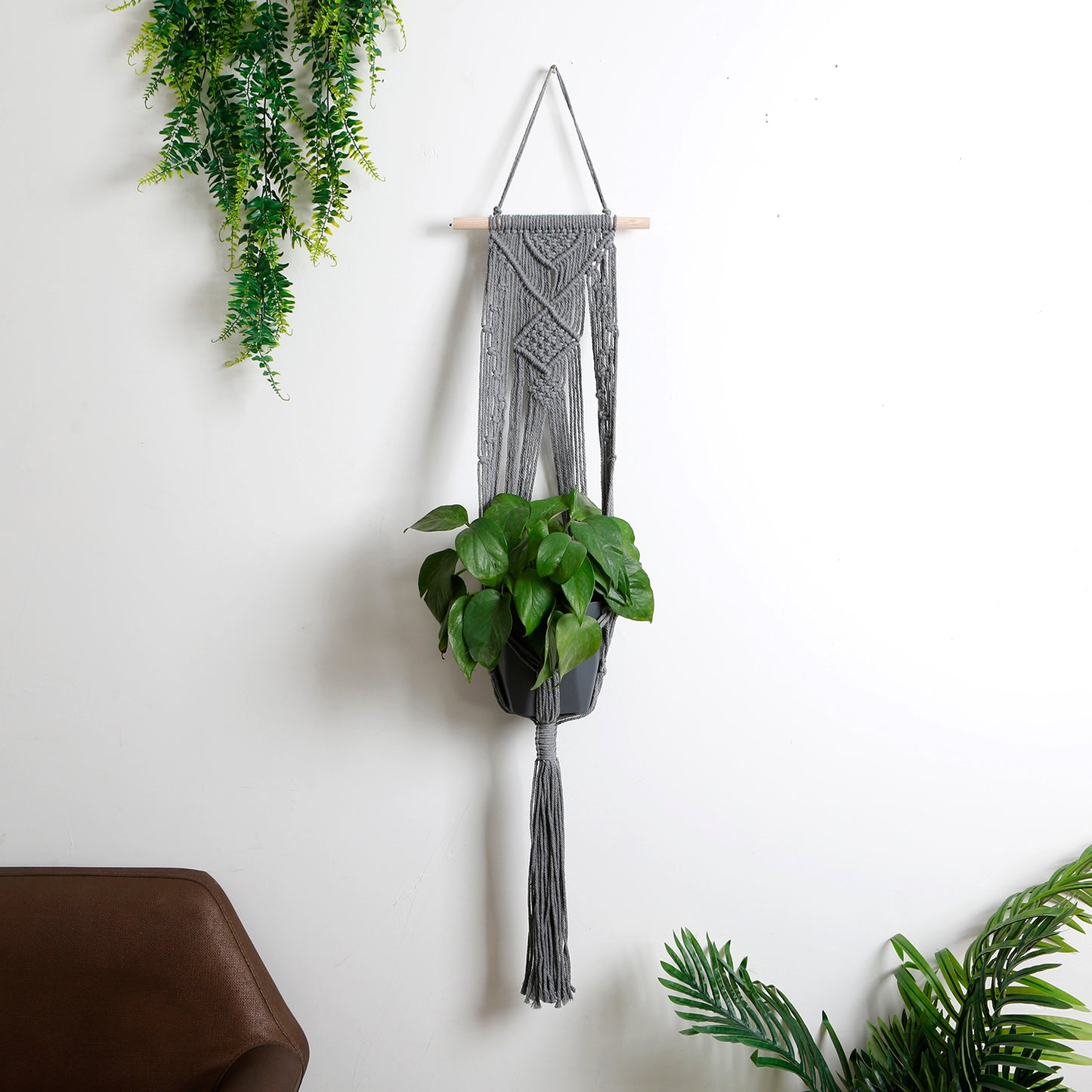 Macrame Cotton Rope Plants Hanging Pots Holder Stand