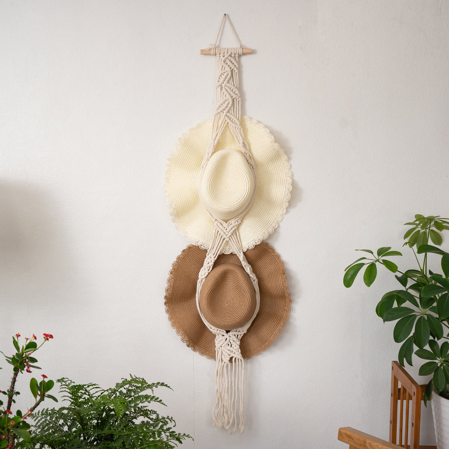 Leaf Macrame Wall Hanging for Hat Storage & Display Collection