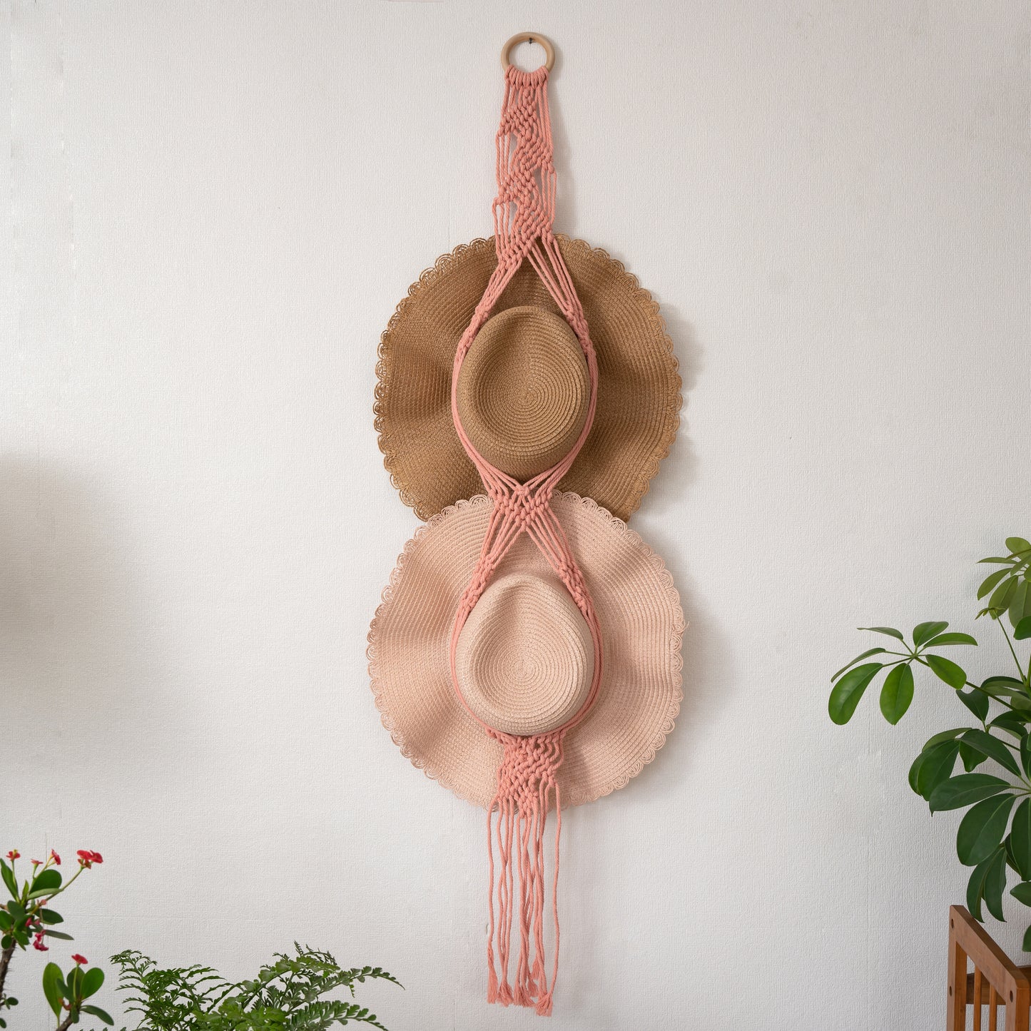 Leaf Macrame Wall Hanging for Hat Storage & Display Collection