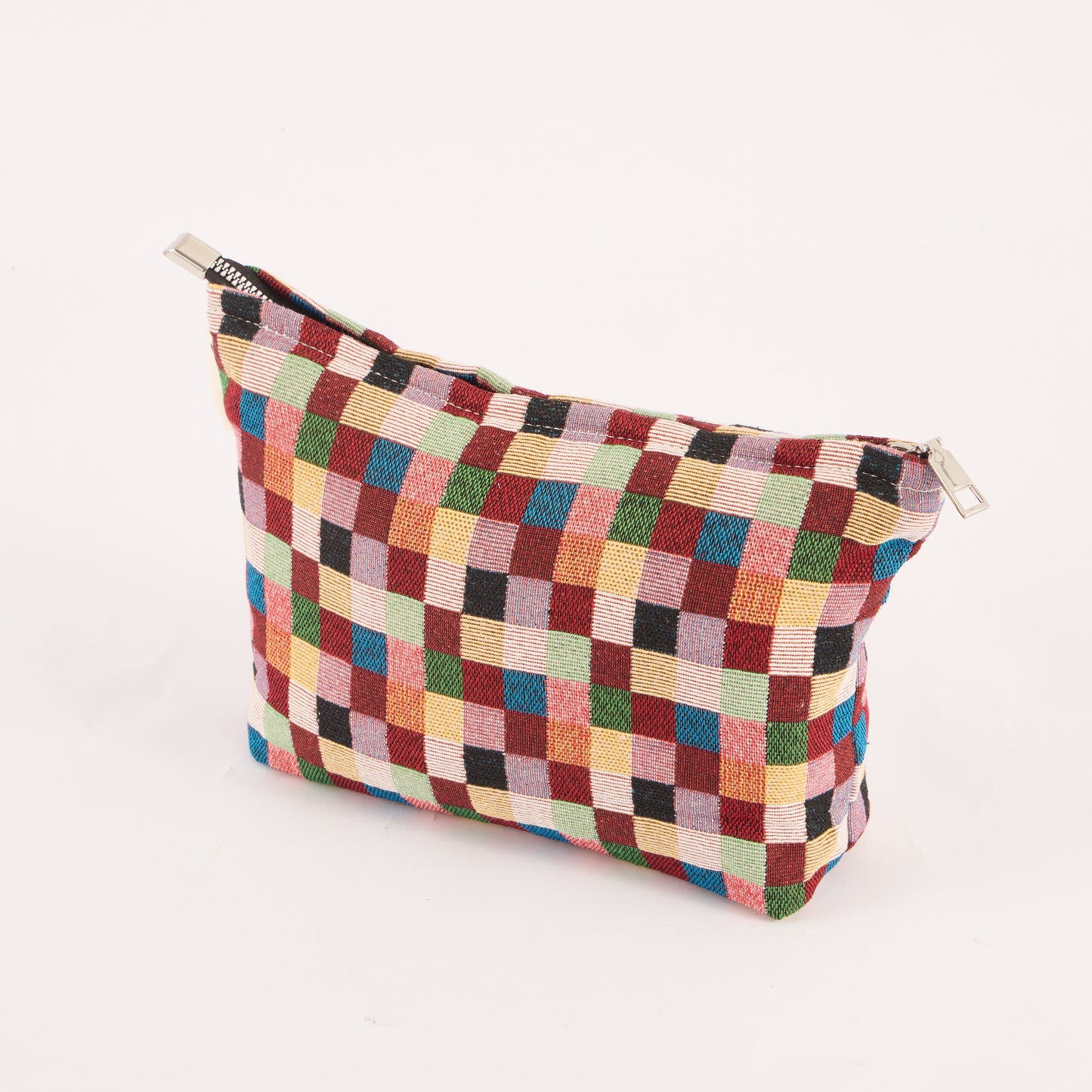 Colorful Checkered Toiletry / Makeup Bag - Travel-Friendly Cosmetic Bag