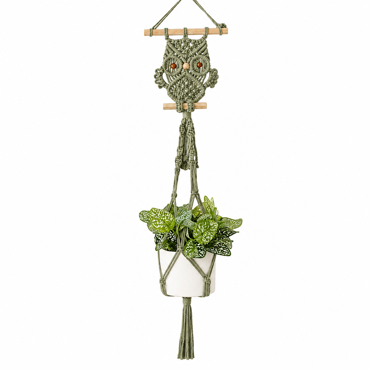 Owl Macramé Hanging Plant Holder – Boho Wall Planter