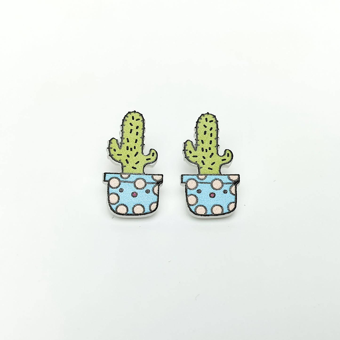 Polka Dot Cactus Stud Earrings