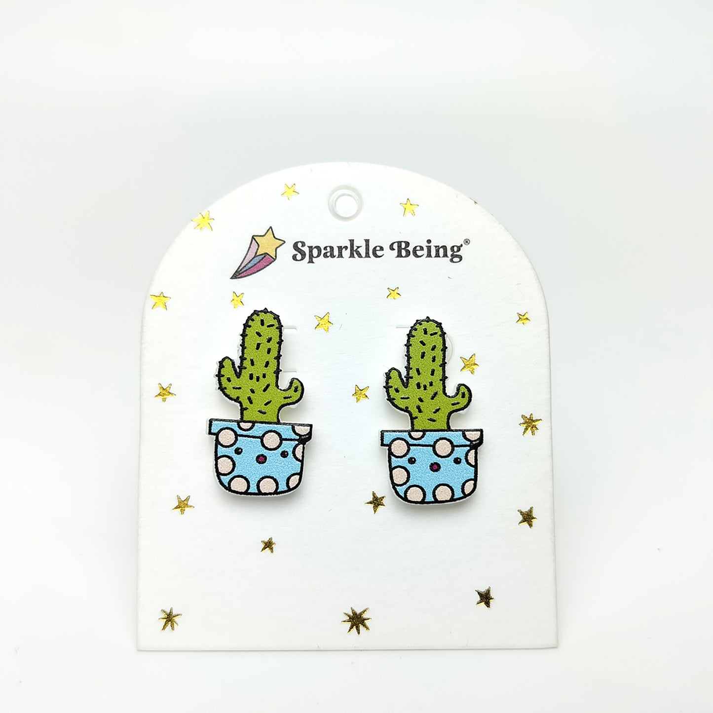 Polka Dot Cactus Stud Earrings