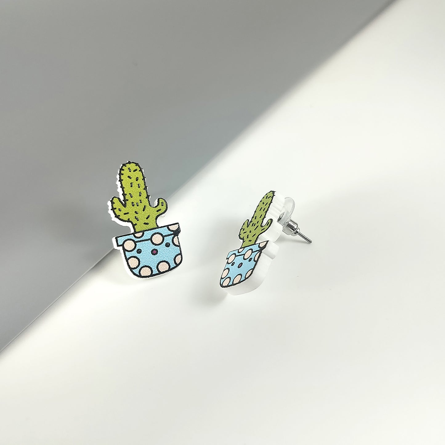 Polka Dot Cactus Stud Earrings
