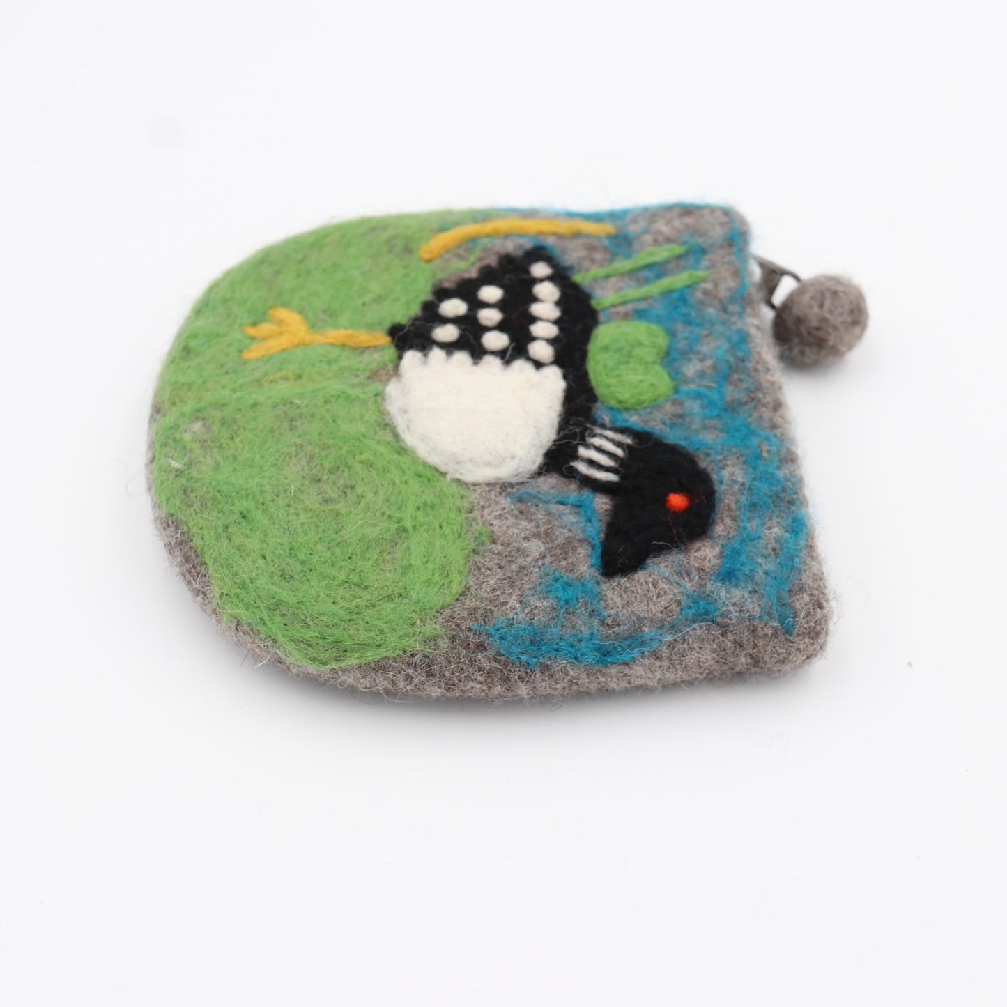 Puffin Felt Wallet - Wool Felt Pouch Hand Carry Coin Purse