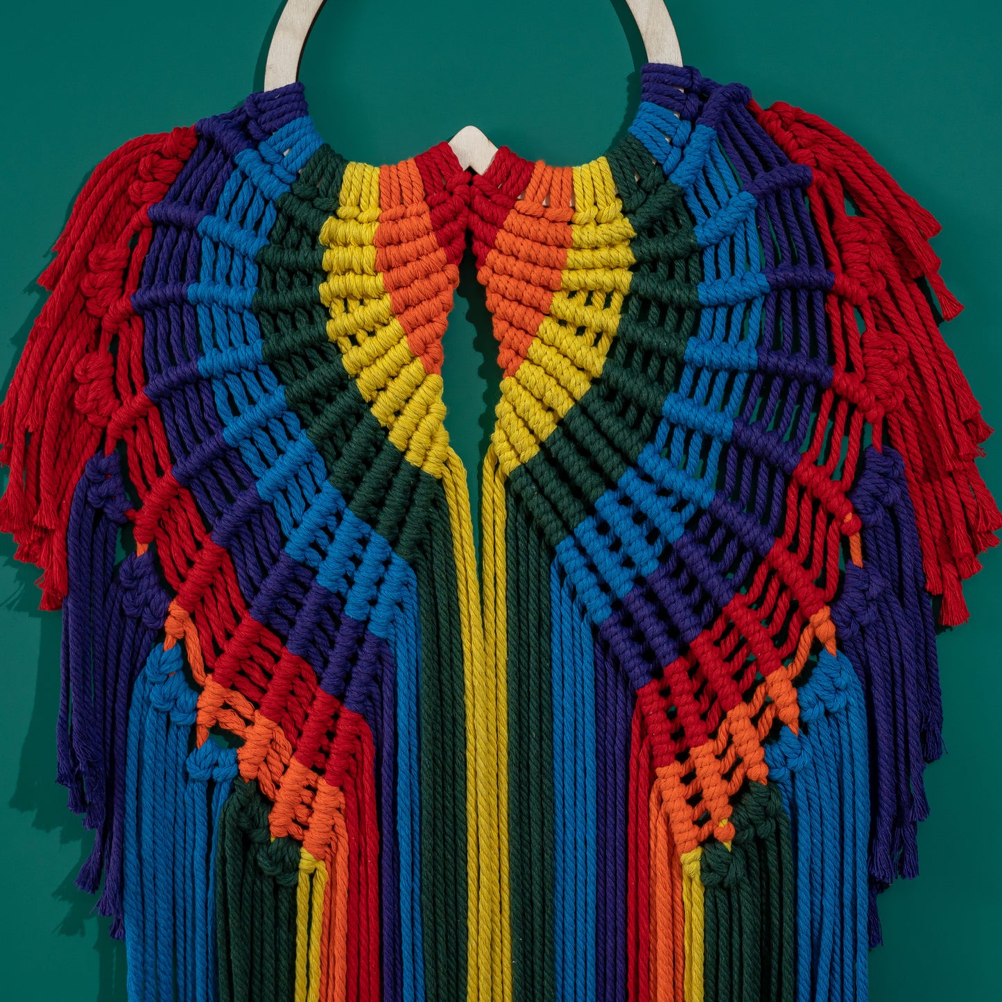 Rainbow Angel Wing - Macrame Wall Hanging Tapestry Boho Crafts Art
