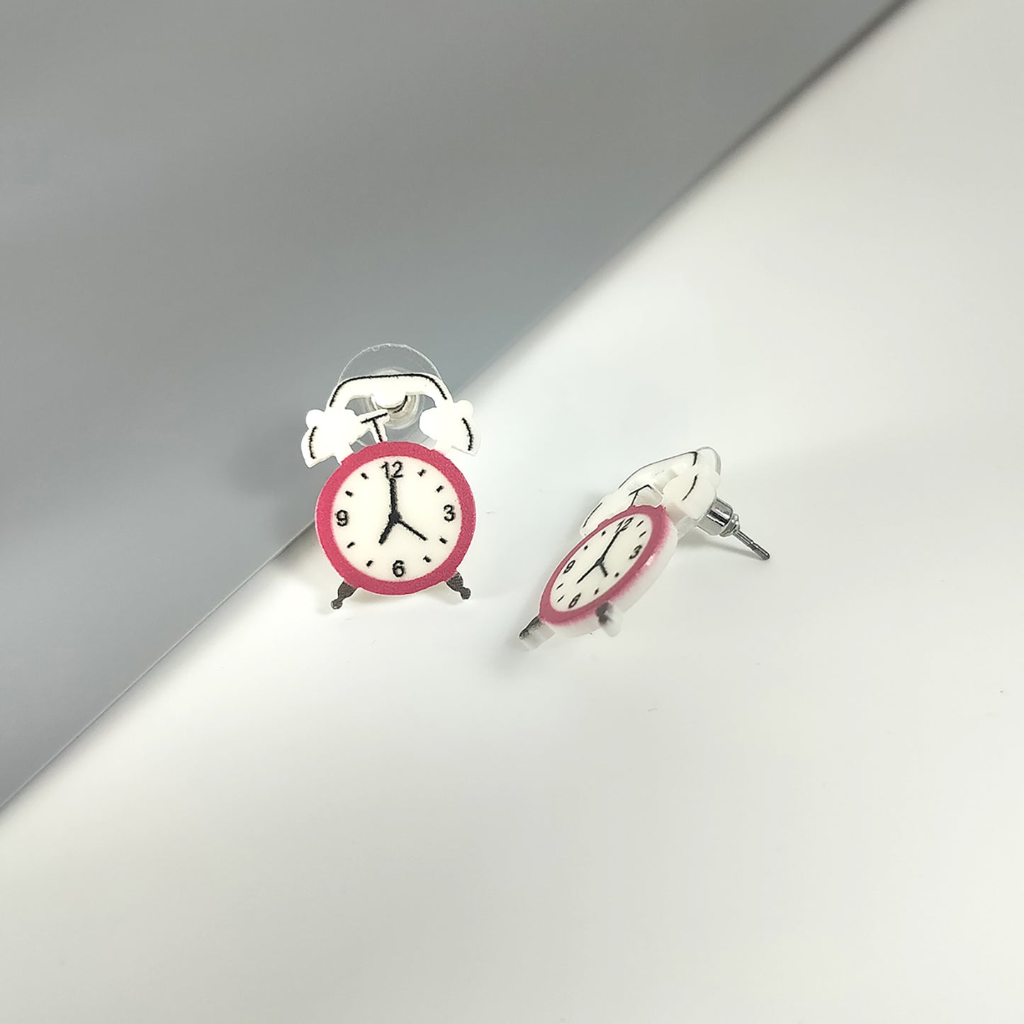Red Alarm Clock Stud Earrings