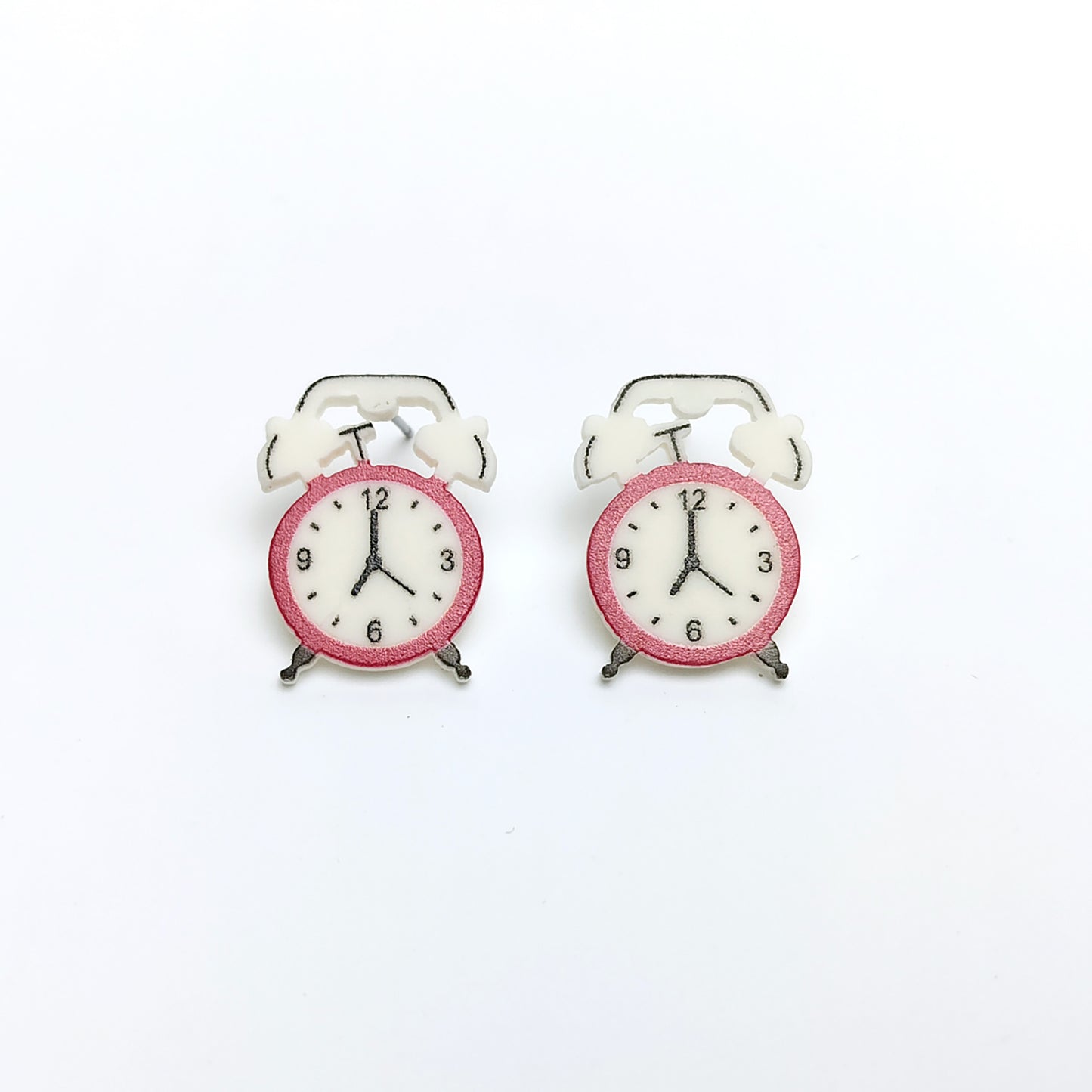 Red Alarm Clock Stud Earrings