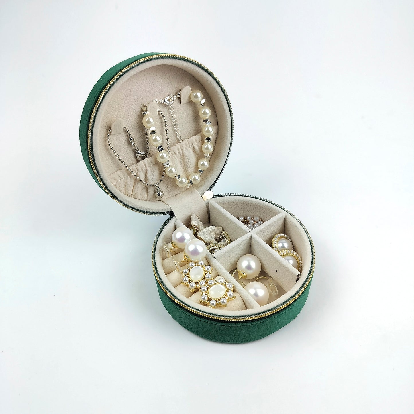 Portable Round Vegan Leather Ring Jewelry Storage Gift Box