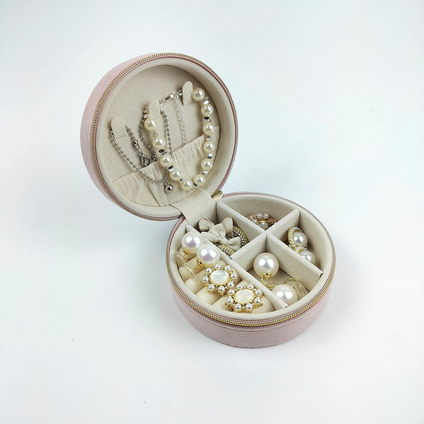 Portable Round Vegan Leather Ring Jewelry Storage Gift Box