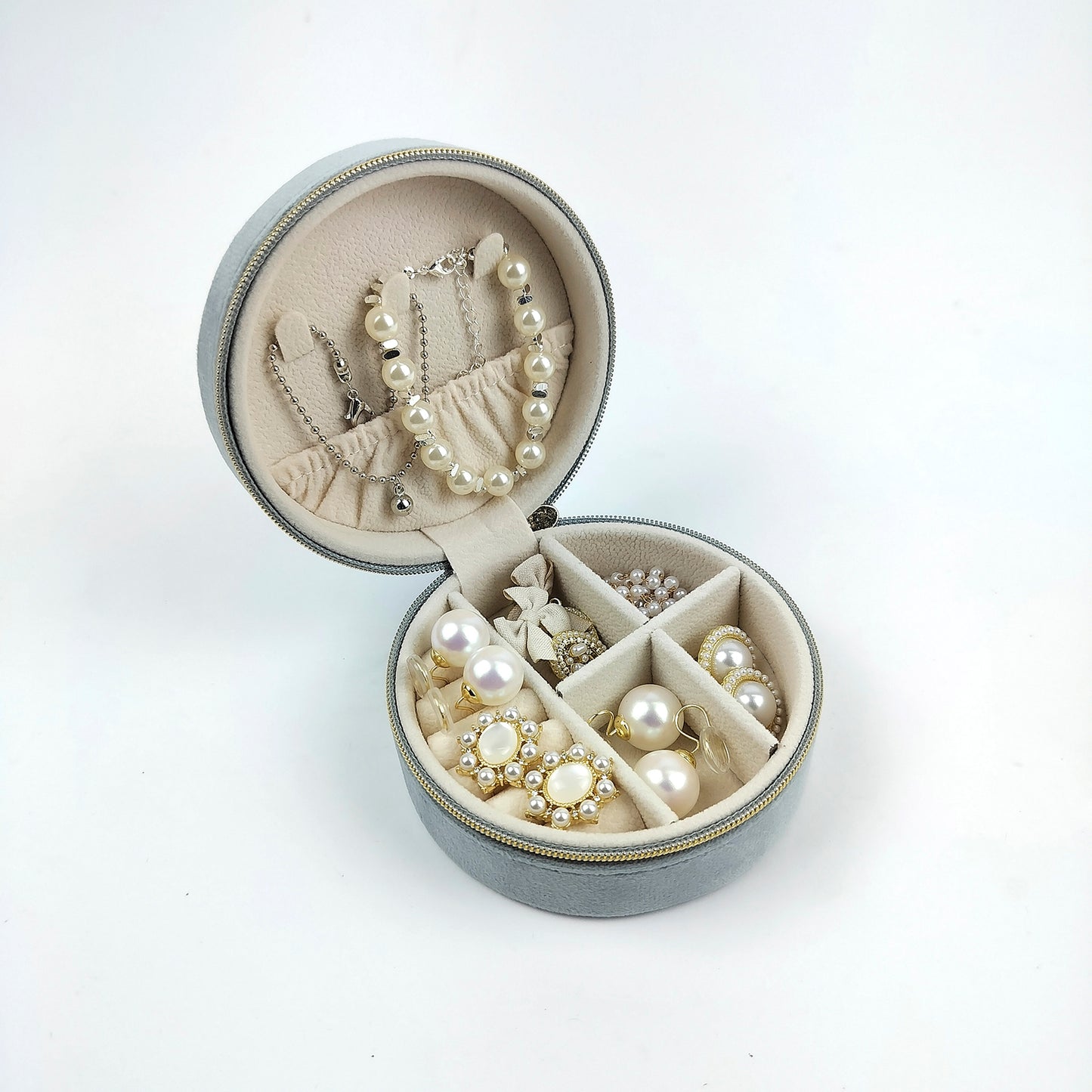 Portable Round Vegan Leather Ring Jewelry Storage Gift Box