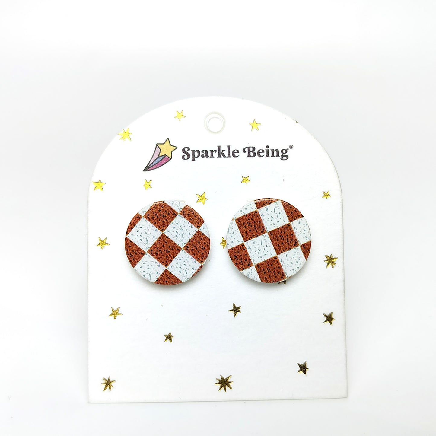 Rustic Check Stud Earrings