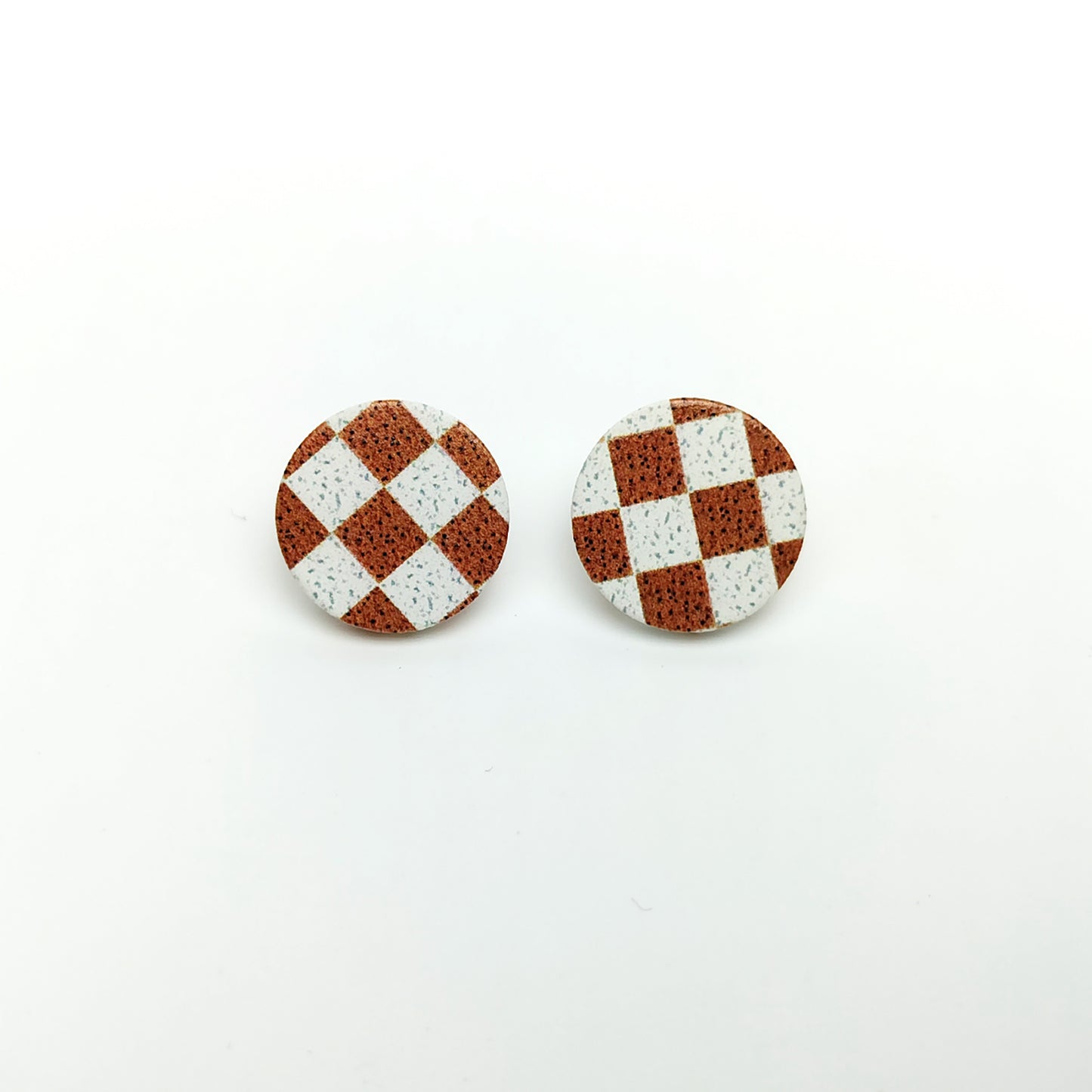 Rustic Check Stud Earrings