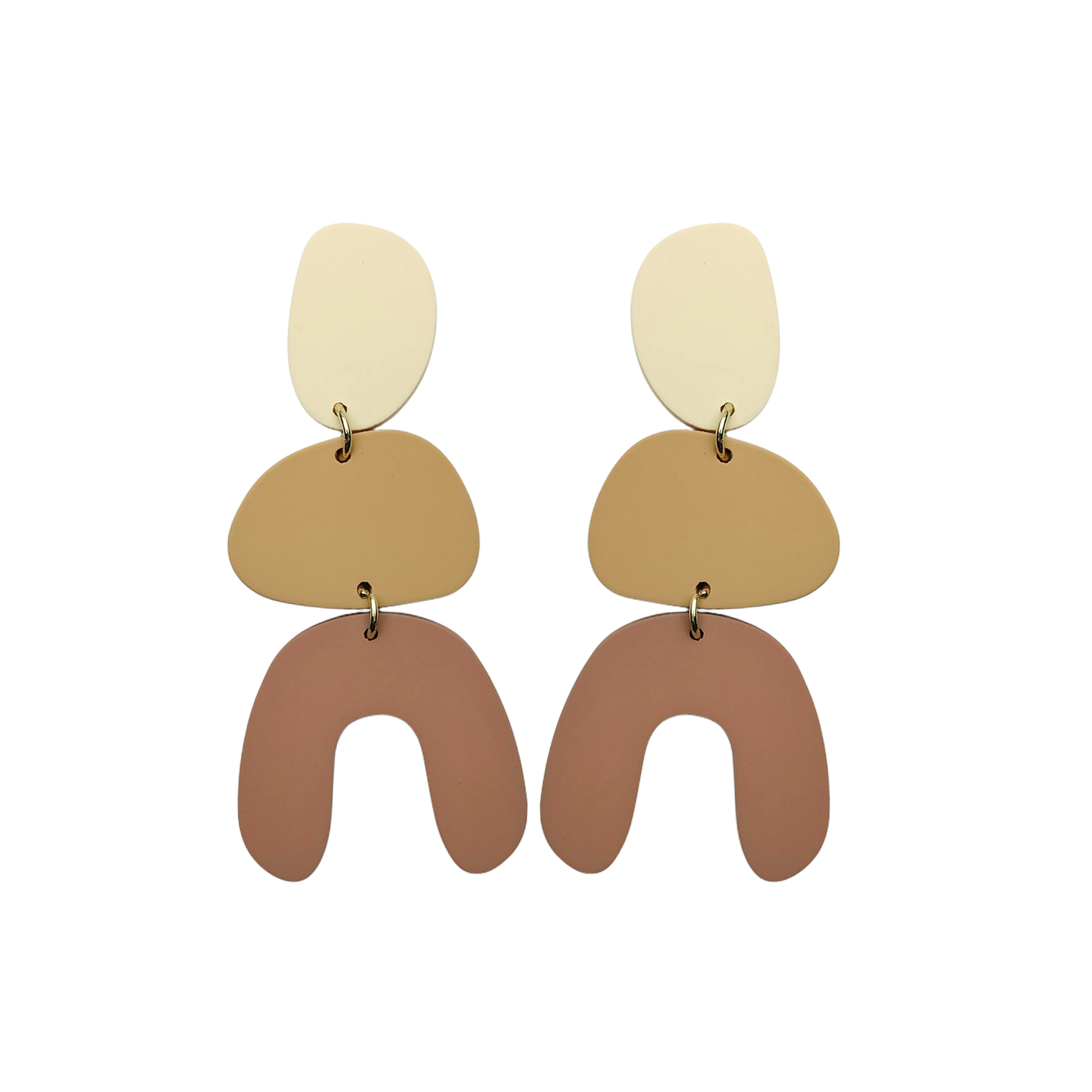 Stacked Statement Acrylic Earrings - Shifting Sand