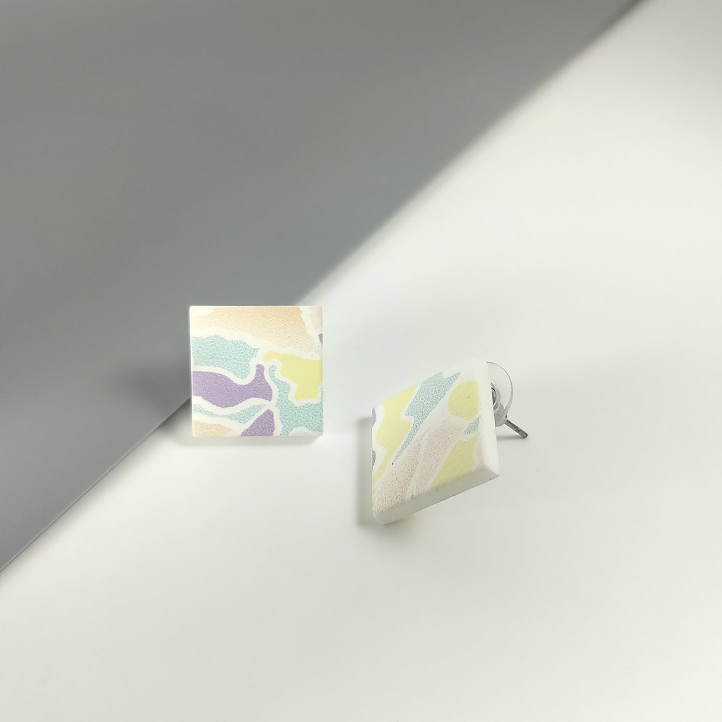 Square Pastel Mosaic Stud Earrings