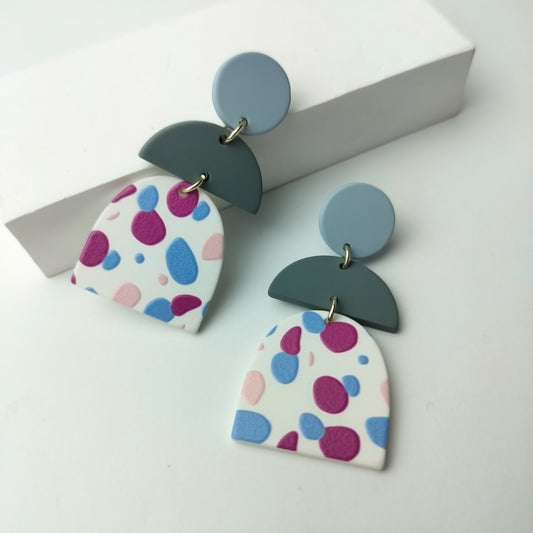 Stacked Acrylic Earrings - Confetti Curve