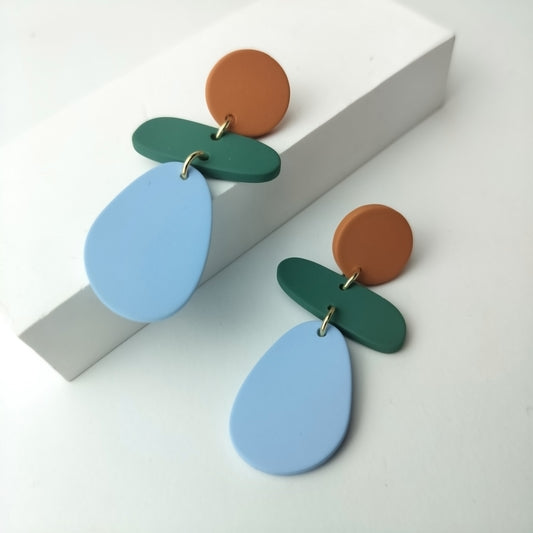 Stacked Statement Acrylic Earrings - Modern Earthtones