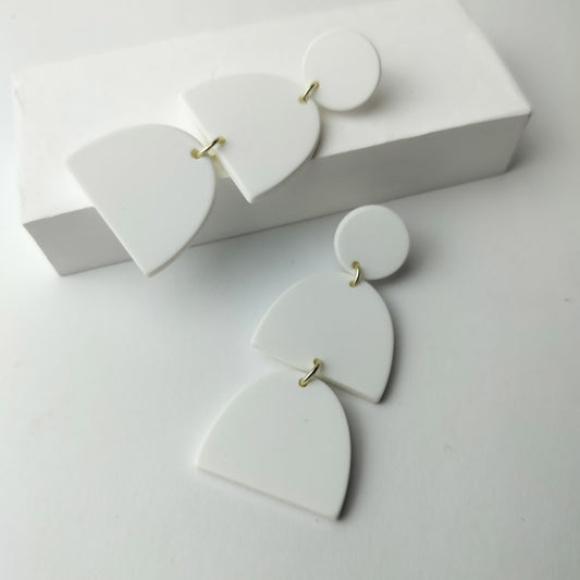 Stacked Statement Acrylic Earrings - Snowy Stack