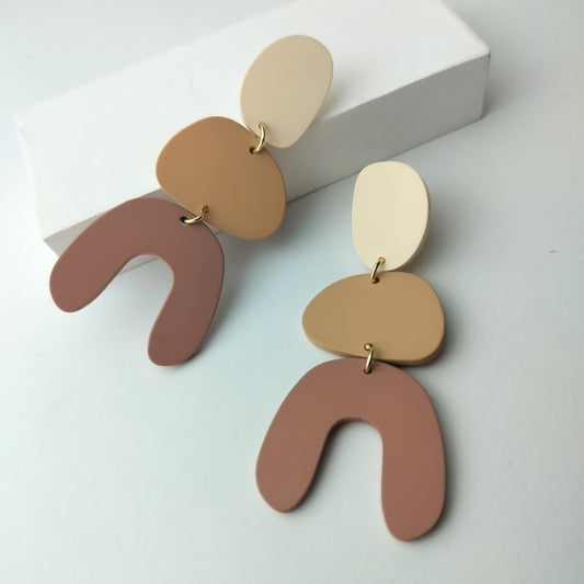 Stacked Statement Acrylic Earrings - Shifting Sand