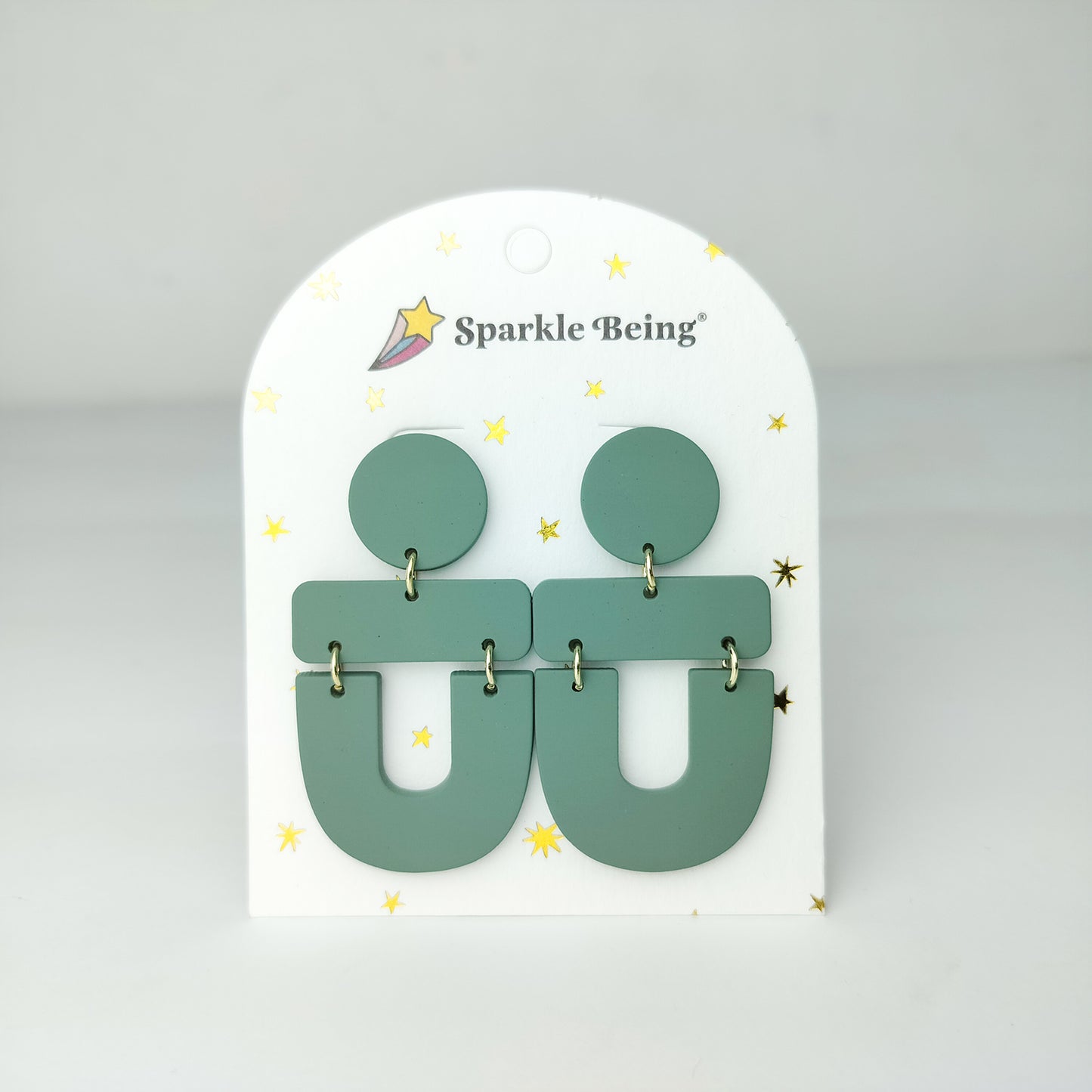 Stacked Statement Acrylic Earrings - Forest Arc