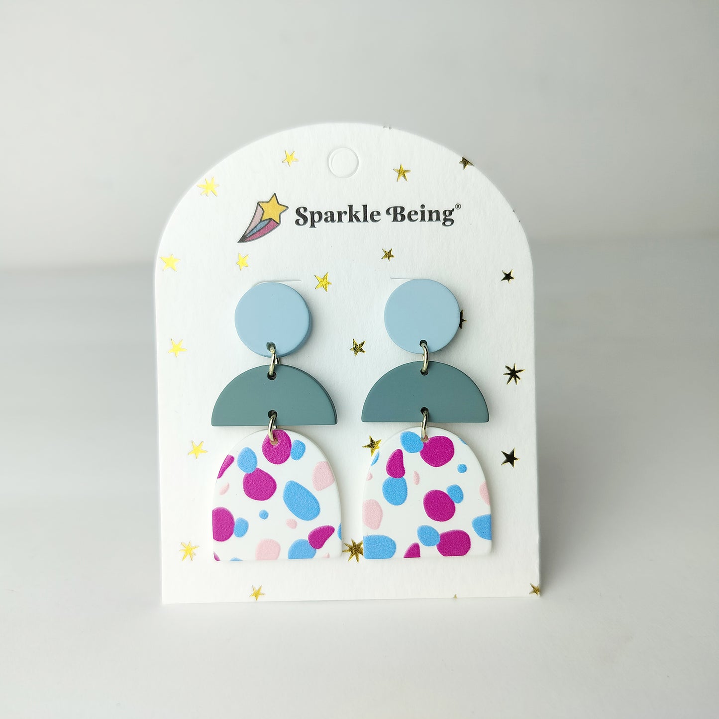 Stacked Acrylic Earrings - Confetti Curve