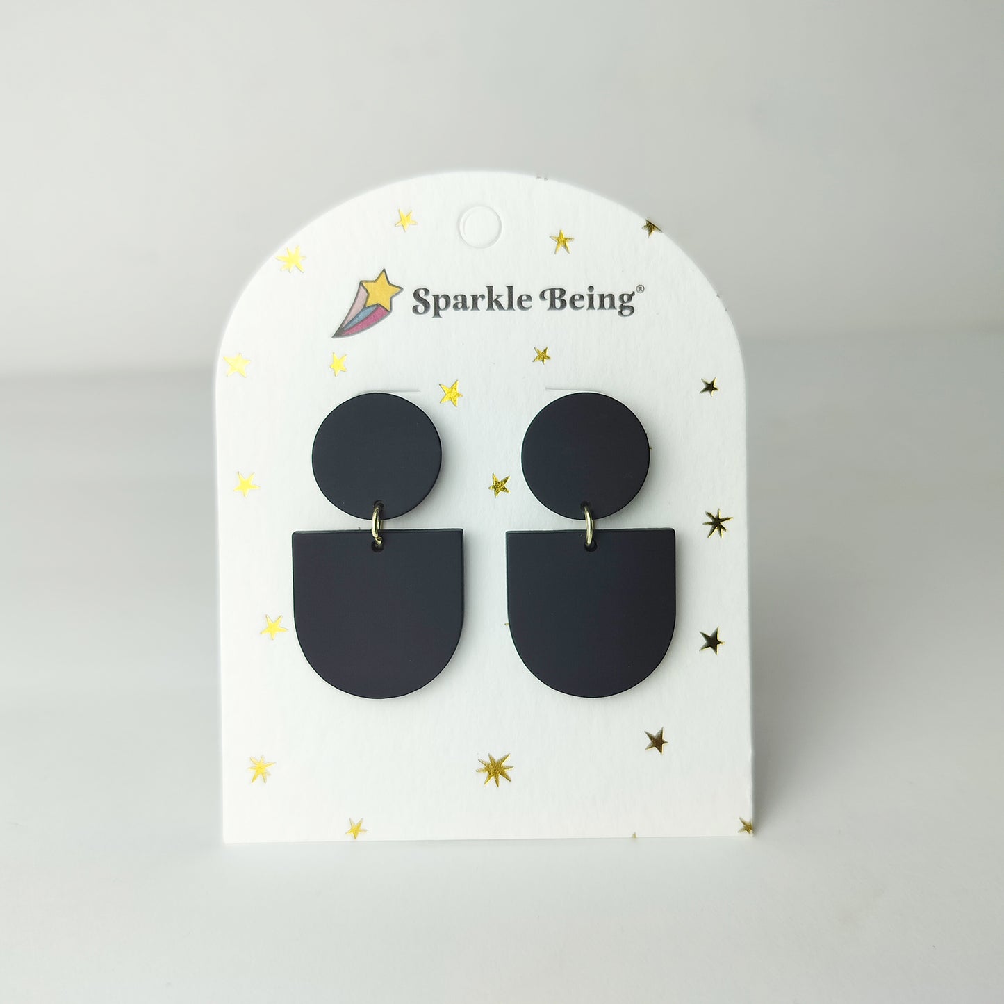Stacked Statement Acrylic Earrings - Midnight Eclipse