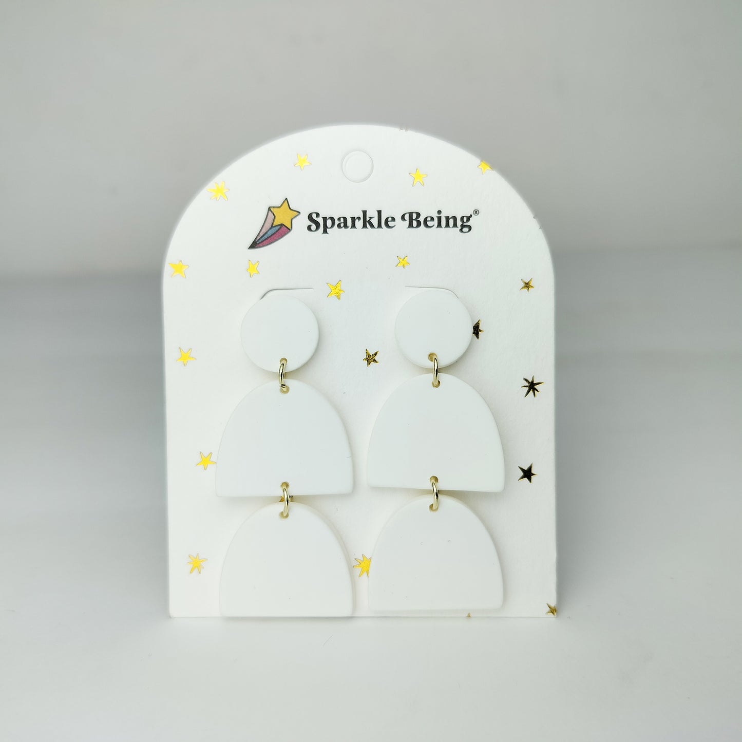 Stacked Statement Acrylic Earrings - Snowy Stack