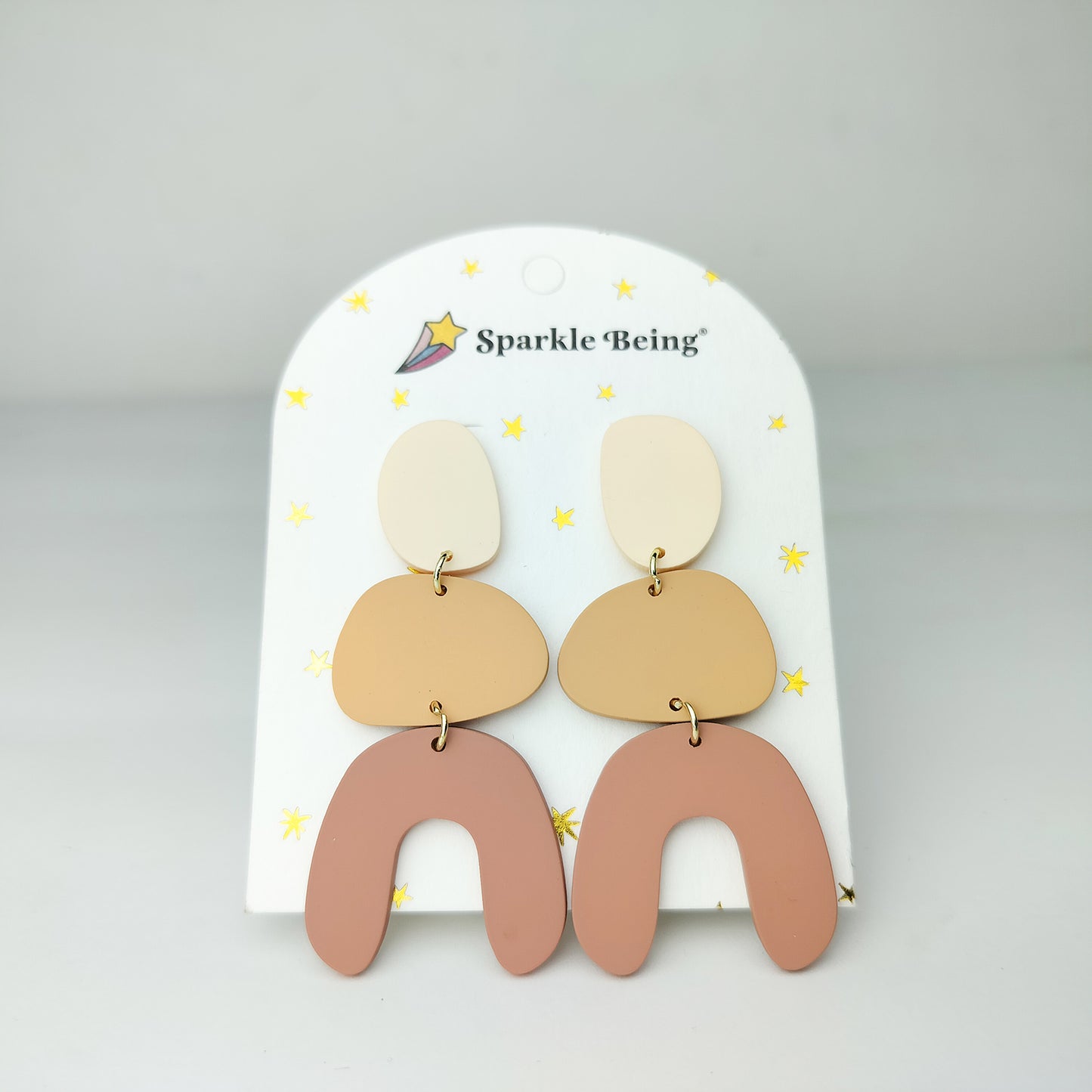 Stacked Statement Acrylic Earrings - Shifting Sand