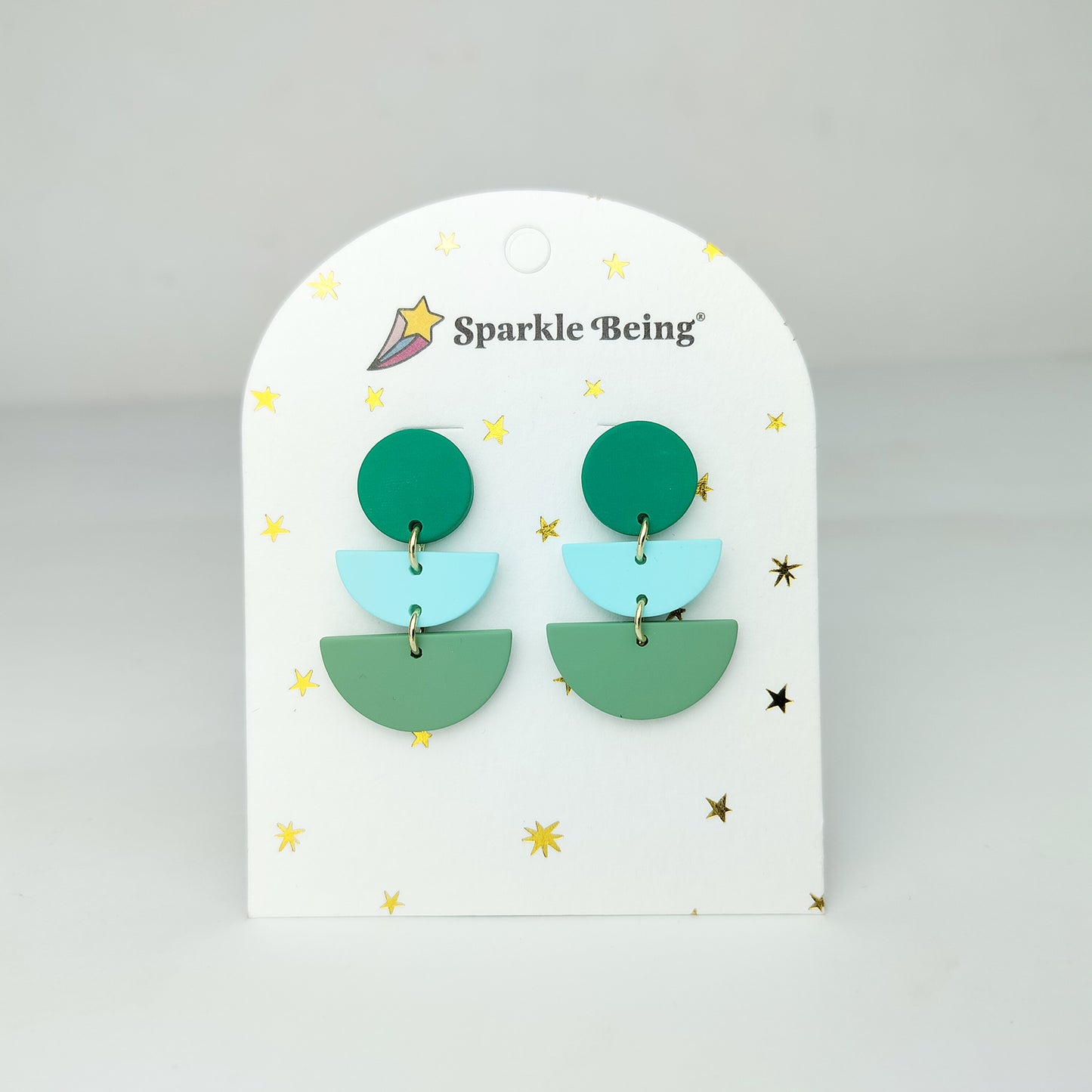 Stacked Statement Acrylic Earrings - Verdant Cascade